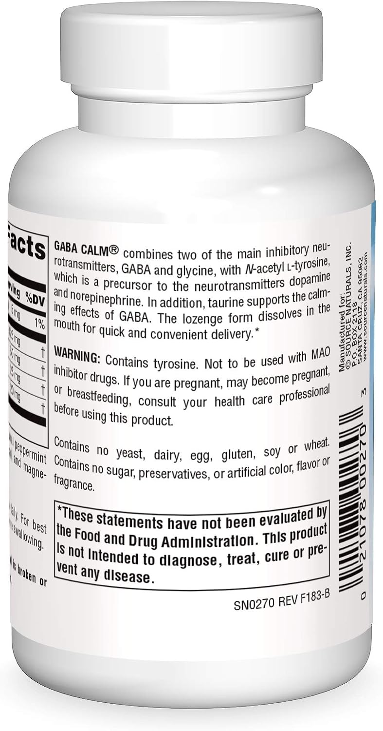 Source Naturals Serene Science, GABA Calm Quick Dissolving Peppermint Flavour - 120 Lozenges