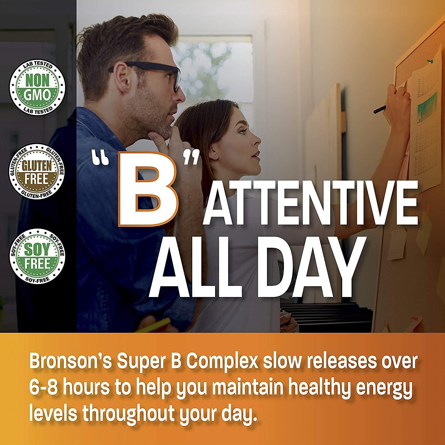 Bronson Super B Vitamin B Complex - Sustained Slow Release, 250 Tablets