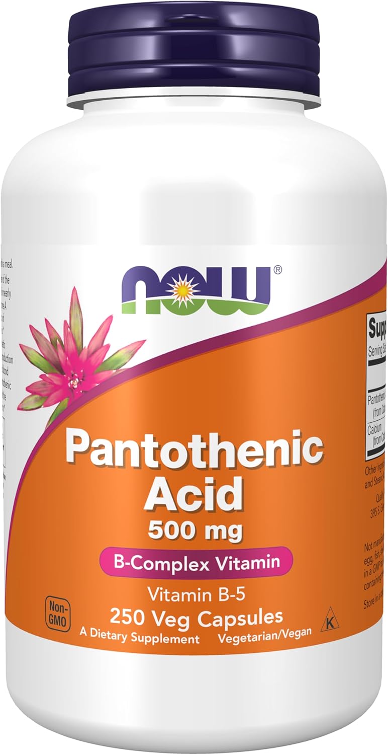 NOW Foods Pantothenic Acid 500 mg, 250 Capsules (3 Pack)