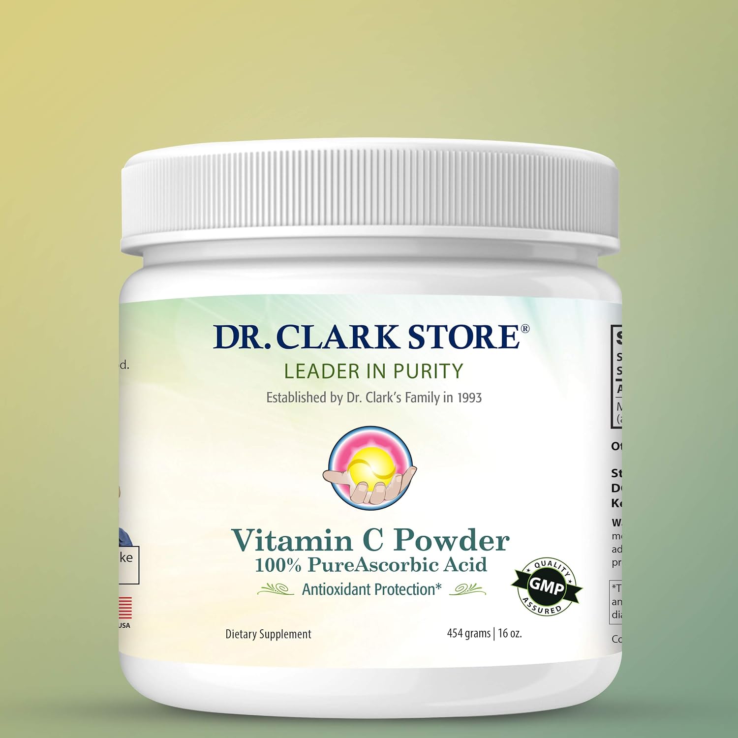Dr Clark Vitamin C Powder Ascorbic Acid - Immune Support Supplement, Gluten Free, Potent Antioxidant, 454 g