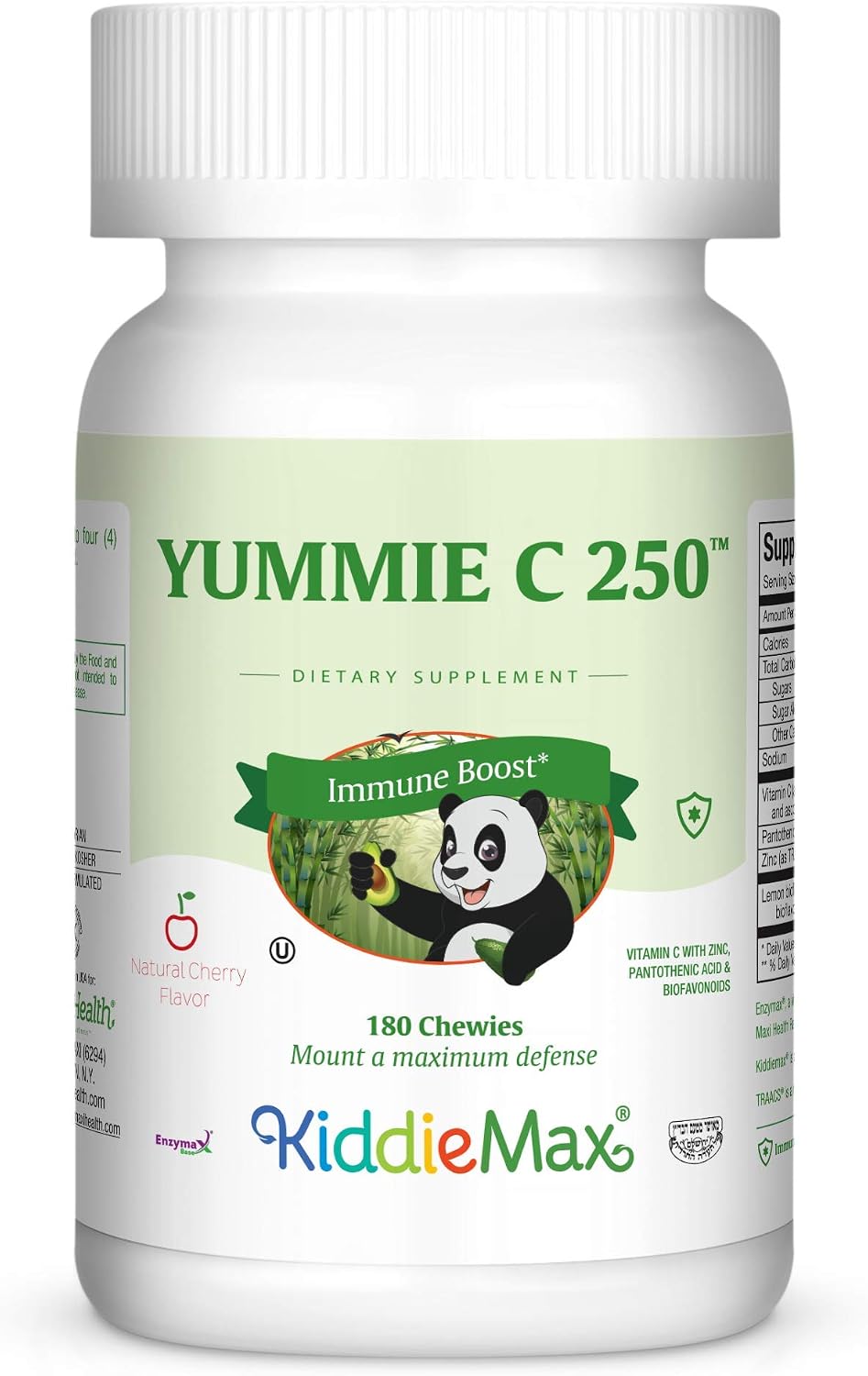 Maxi Health Chewable Vitamin C with Zinc – Cherry Flavour – 180 Chewables – Kosher