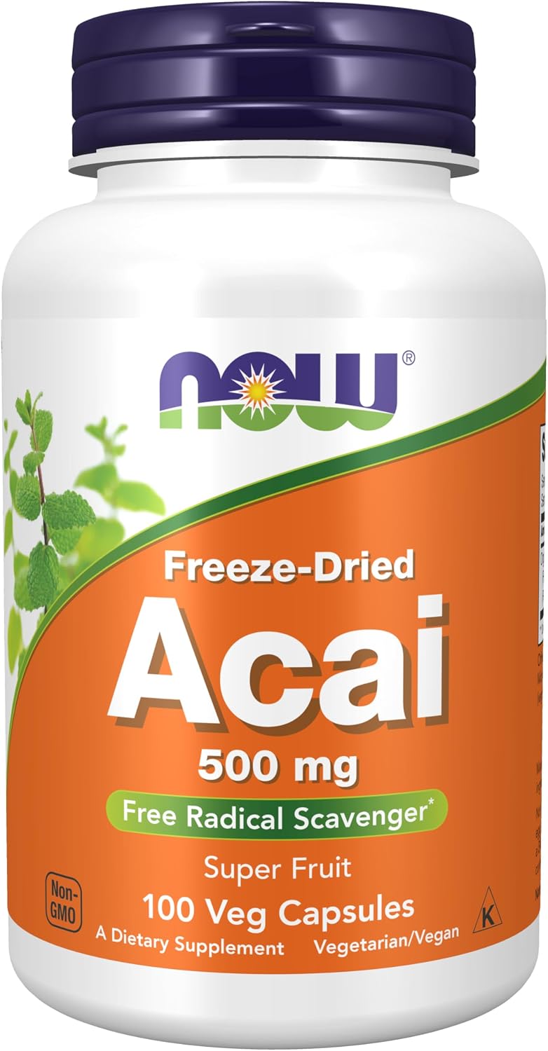 NOW Foods Acai 500 mg - Freeze-Dried Super Fruit, 100 Veg Capsules
