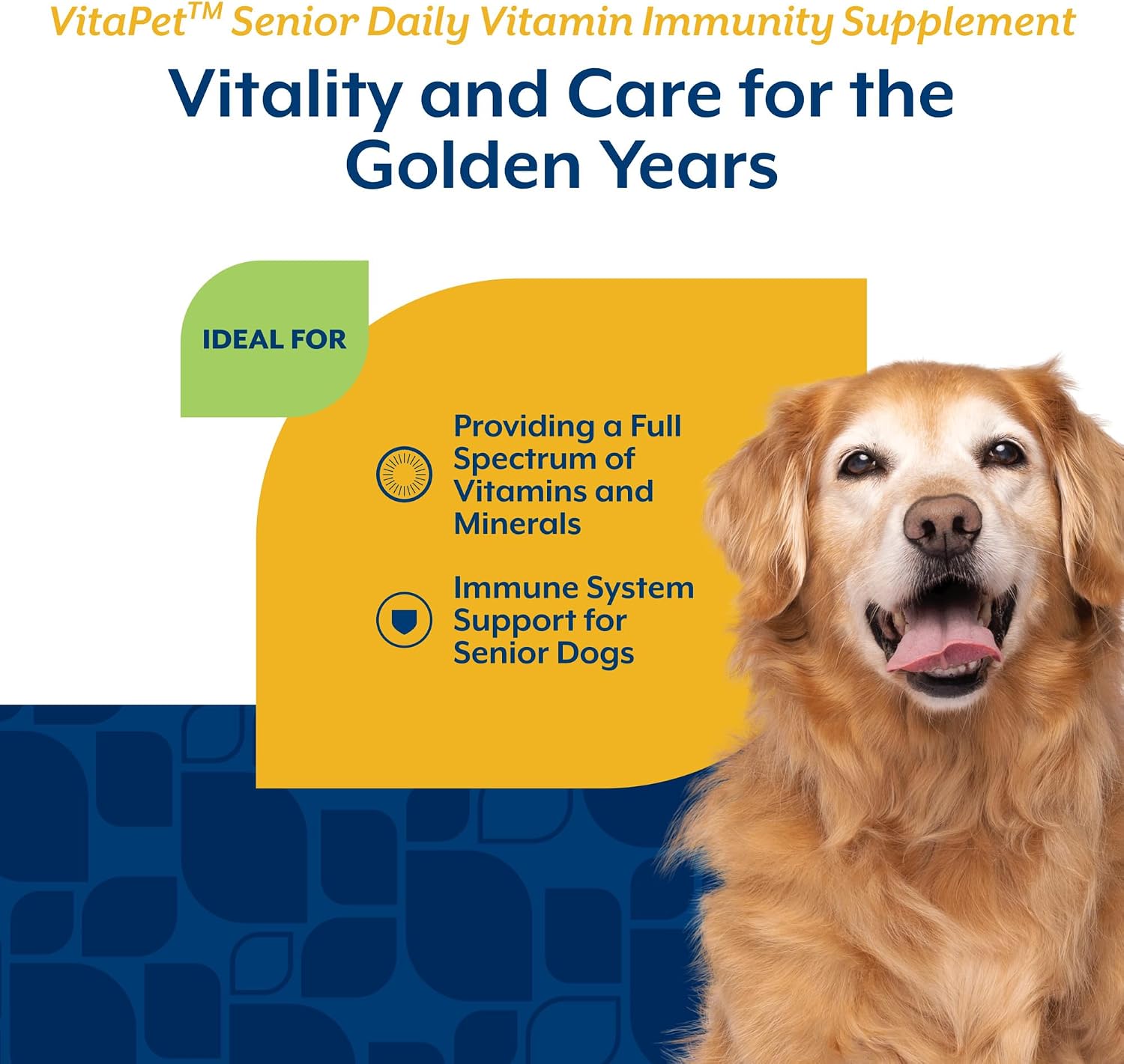 NaturVet VitaPet Senior Daily Vitamins for Senior Dogs – with Glucosamine – 60 Time Release Tablets
