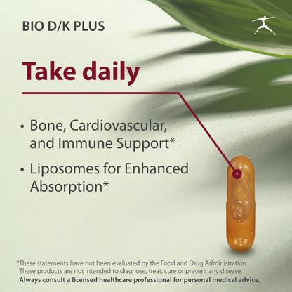 Bio D/K Plus - Vitamin D3 with K2 (MK-7) - 5000 IU D3 & 200 mcg K2 - Liposomal Base - 60 Capsules