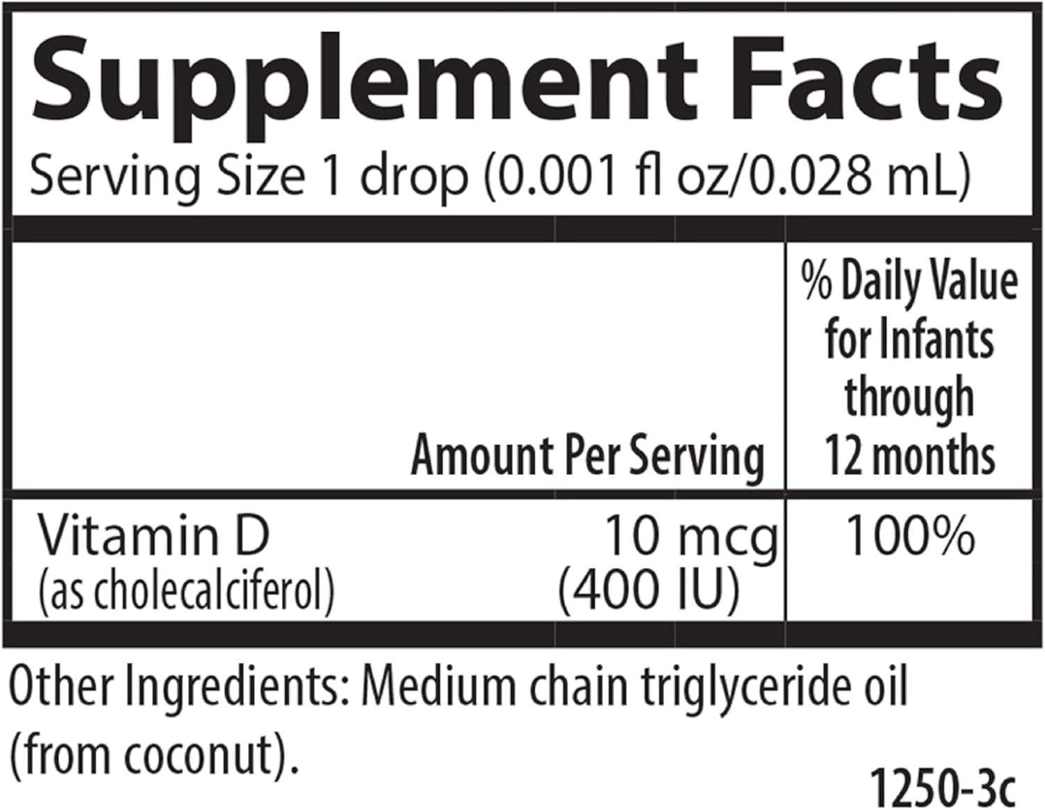 Carlson Baby's Super Daily D3 - Baby Vitamin D Drops, 400 IU (10 mcg) per Drop, 1-Year Supply, Unflavoured, 365 Drops