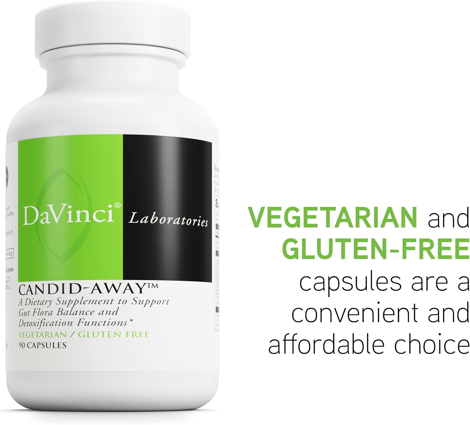 DAVINCI Labs Candid-Away - Digestive Gut Health Support with Digestive Enzymes, Calcium, Magnesium and More - 90 Vegetarian Capsules (30 Servings)