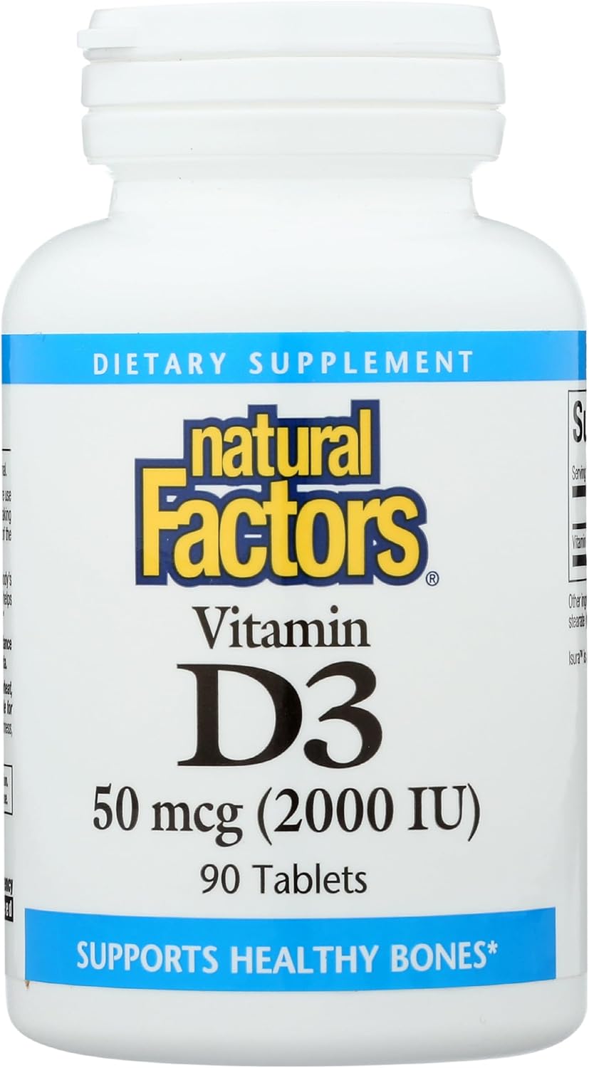 Natural Factors - Vitamin D3 2000 IU, Promotes Bone Health, 90 Tablets