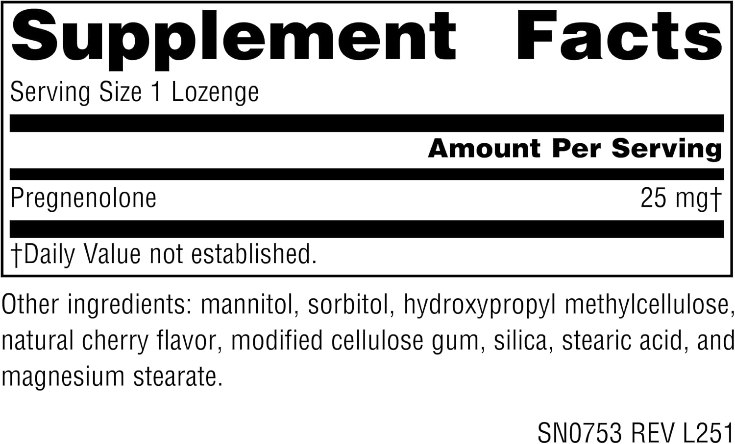 Source Naturals Pregnenolone 25 mg, 120 Cherry Lozenges