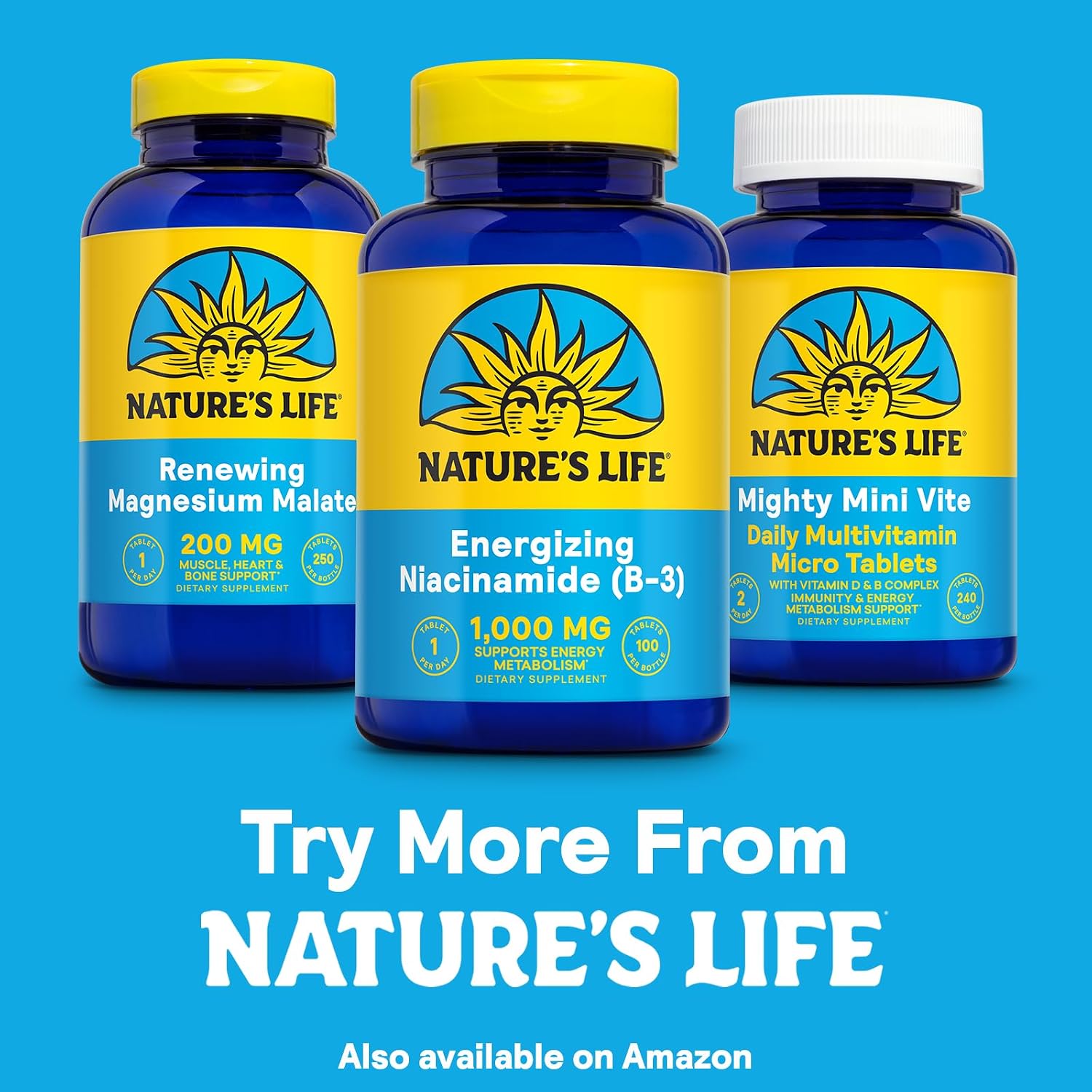 Nature's Life Energising Niacinamide, Vitamin B3 1000 mg – No Flush Niacin Supplement – 100 Tablets