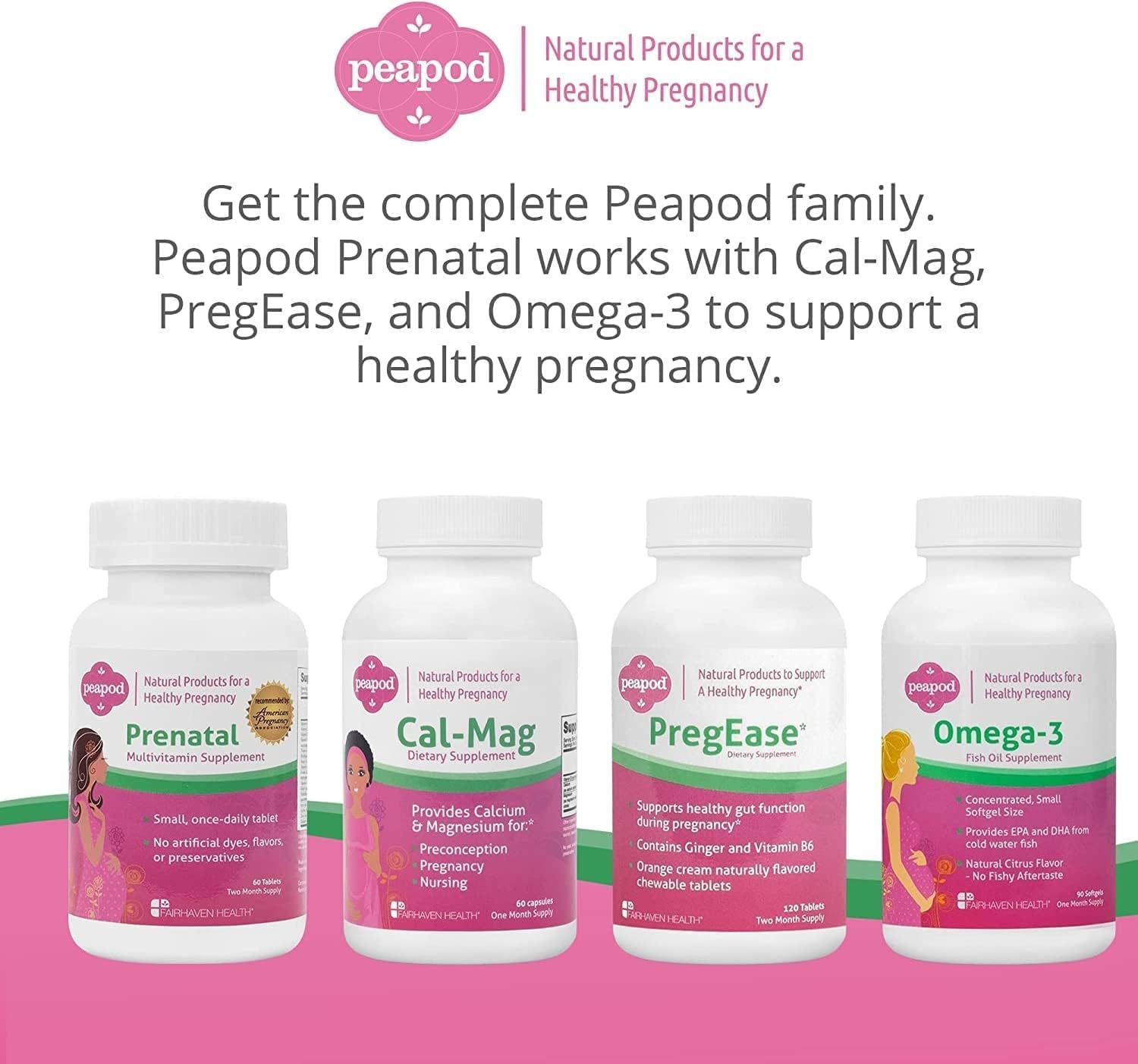 Fairhaven Health Peapod Prenatal Multivitamin - Once Daily, Vanilla Flavour - with Methylfolate, Iron & Vitamin C - 60 Tablets (2-Month Supply)