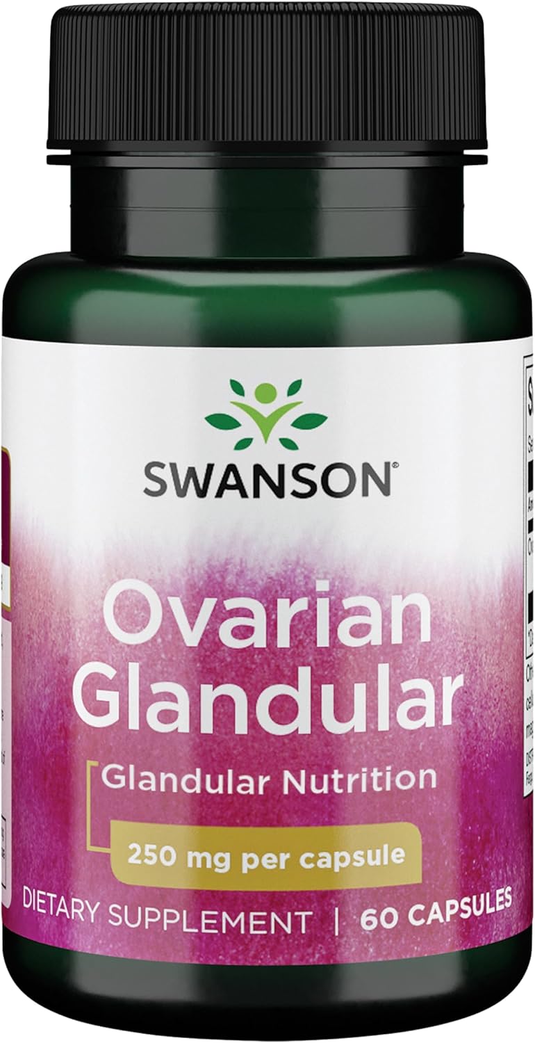 Swanson Ovarian Glandular Supplement - Women's Glandular Health and Hormonal Balance Support - Premium Bovine Tissue - 60 Capsules, 250 mg Each