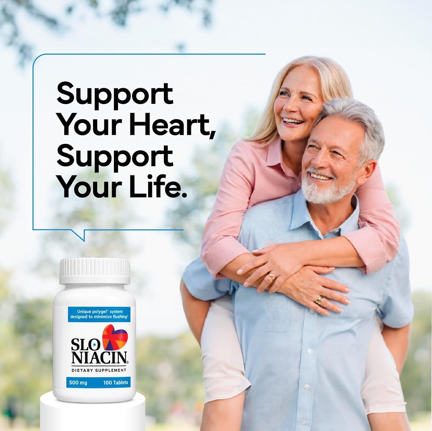 Slo-Niacin Slow Release Niacin 500mg – Vitamin B3 Supplement for Heart Health – 100 Tablets