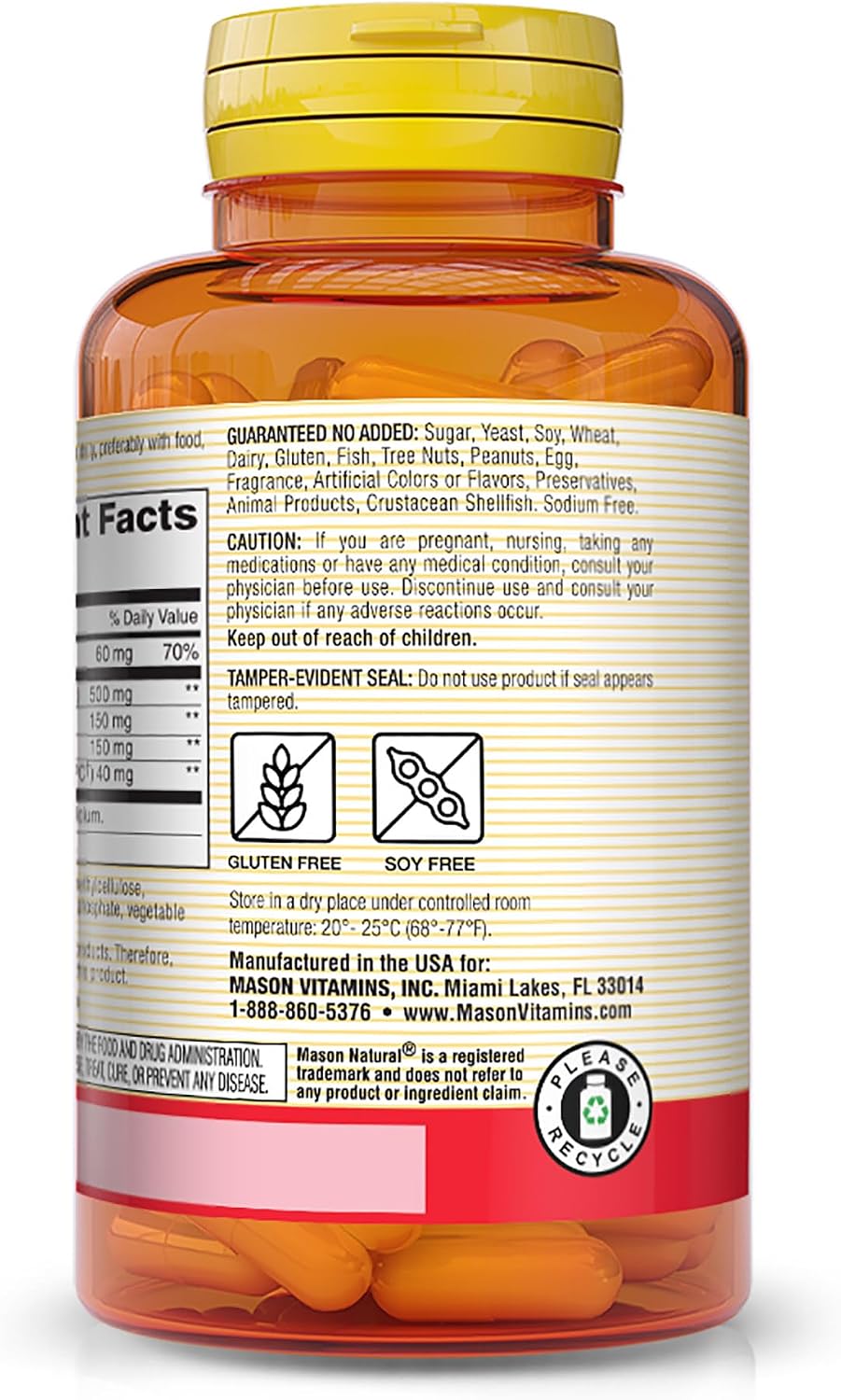MASON NATURAL Tart Cherry 500 mg 10:1 Extract Vegetarian Capsules