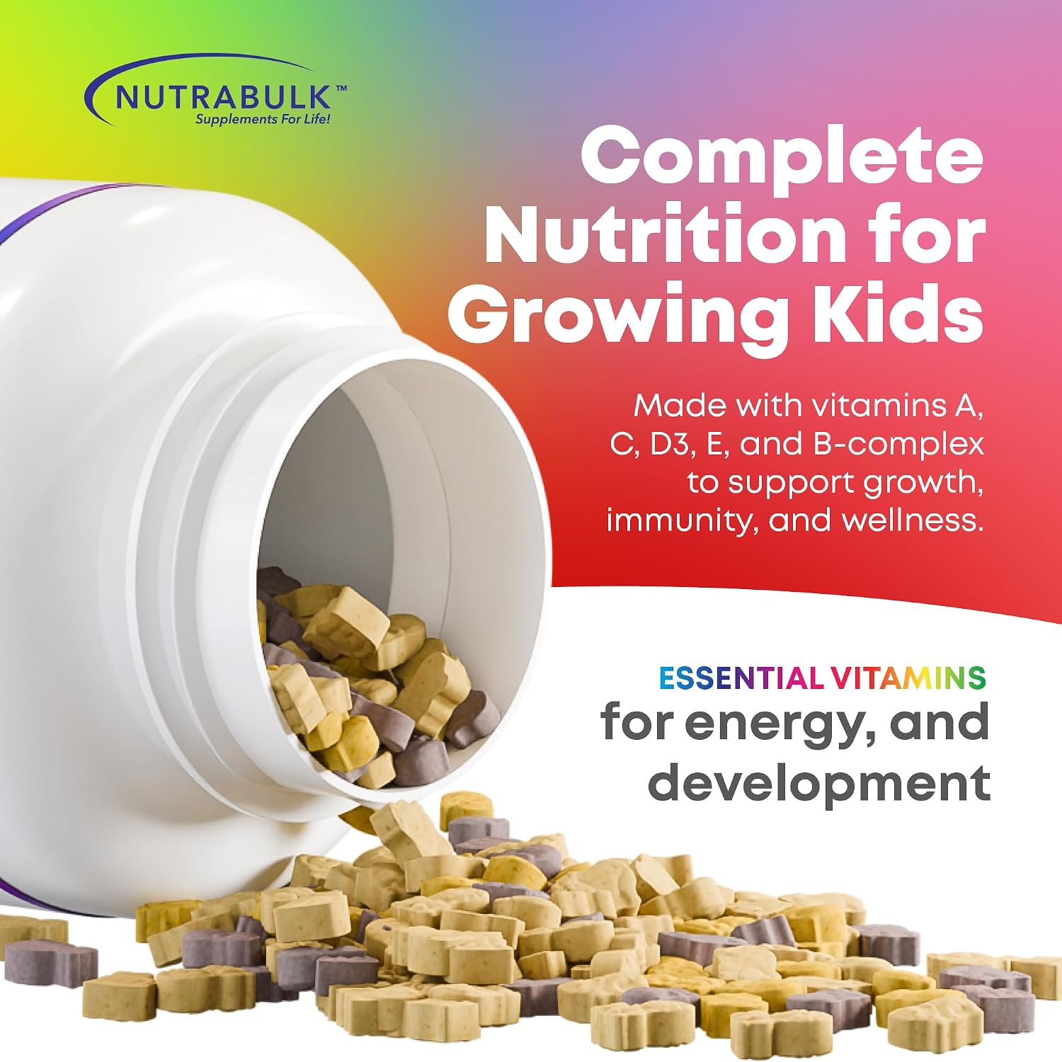 Children’s Chewable Multi-Vitamins – 500 Cherry Tablets – Vegan, Gluten Free, USA Made
