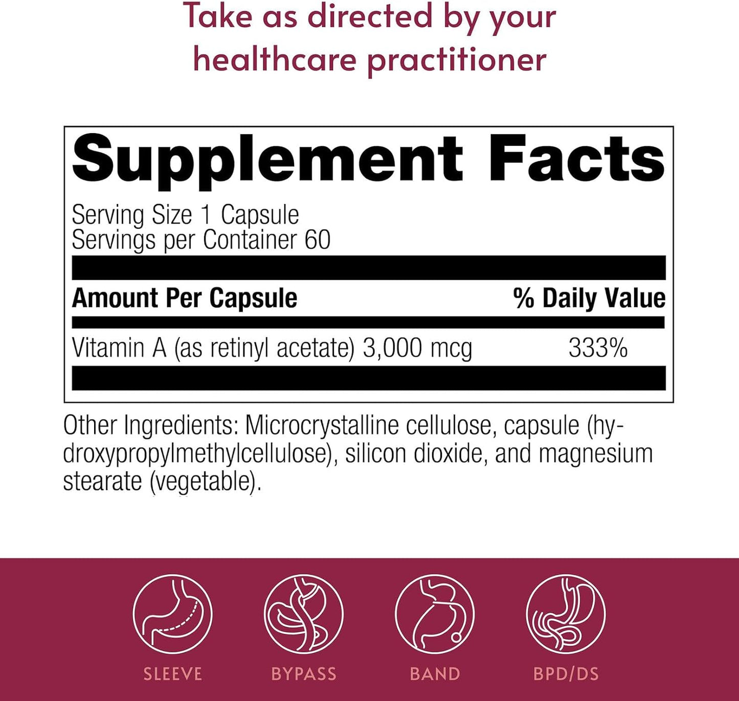 Bariatric Advantage Vitamin A 3,000 mcg - for Bariatric Surgery Patients - Easy-Digest Mini Capsules - 60 Count (2 Pack) - görsel 4