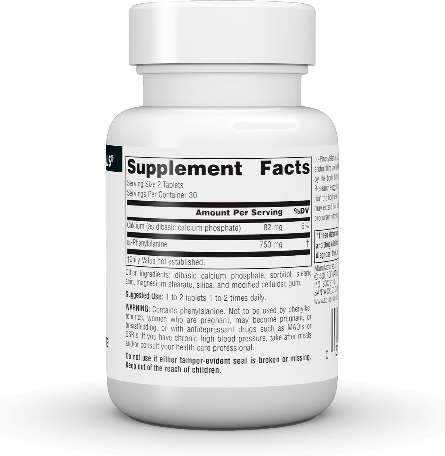 Source Naturals DLPA DL-Phenylalanine, 375mg – 60 Tablets