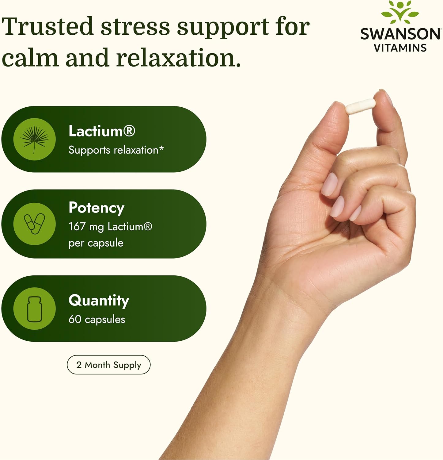 Swanson Women's Anti-Stress Formula with Lactium - Stress Relief, Relaxation & Sleep Support - 60 Capsules
