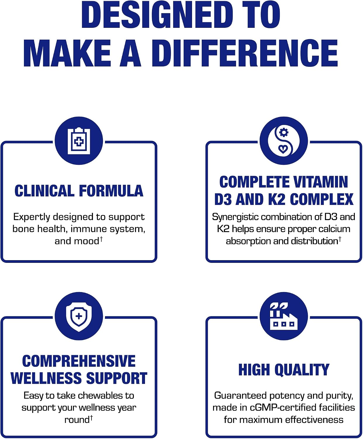 Chewable Vitamin D3 & K2 Supplement - 2000 IU D3 with 80 mcg K2 MK-7 for Bone, Teeth, Mood & Immune Support - Vegetarian, Cinnamon Flavour (60-Day Supply)