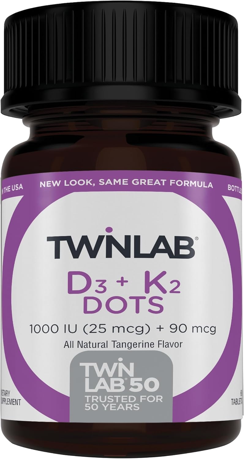Twinlab Vitamin D3 1000 + K2 Dots - 60 Tablets