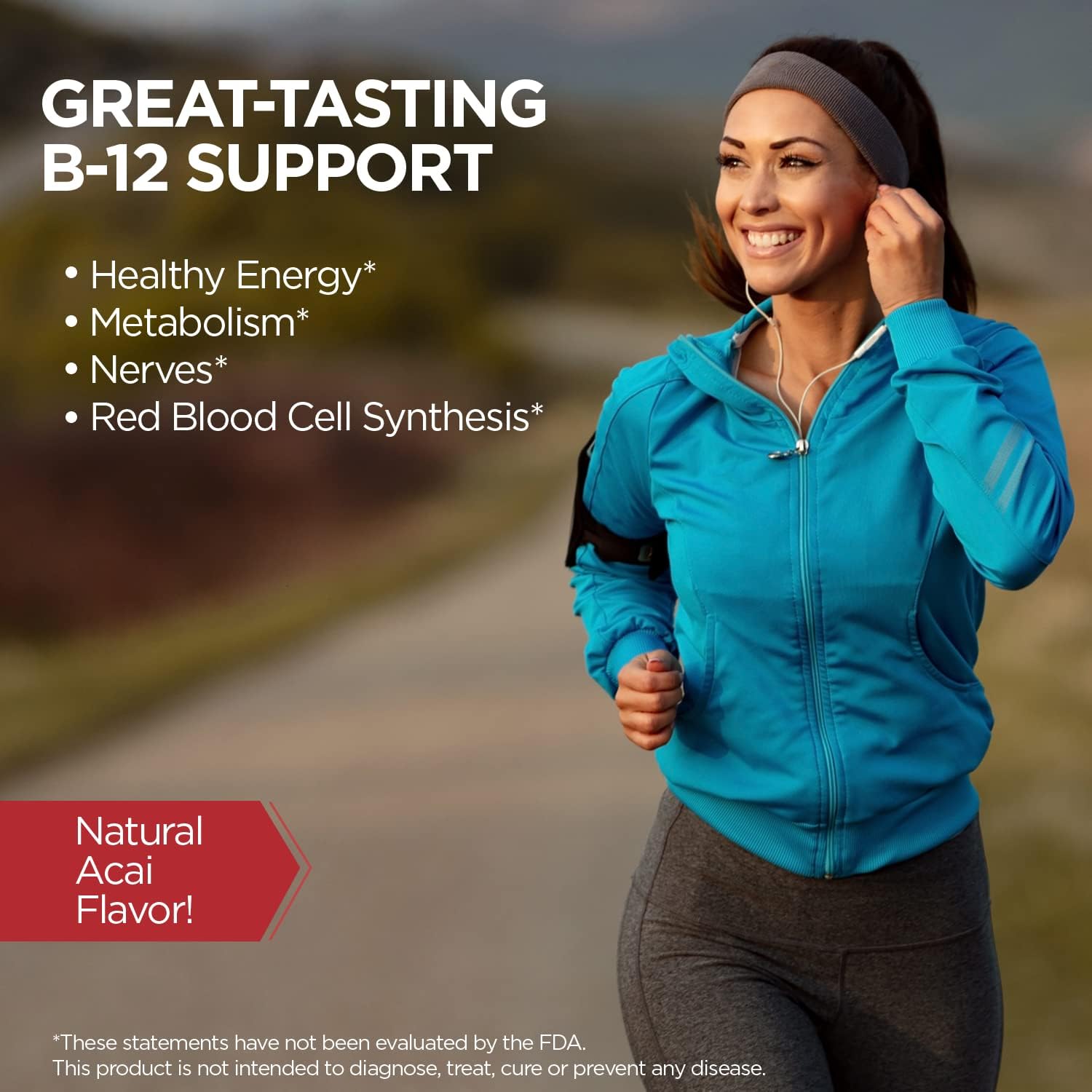 KAL Vitamin B-12 Methylcobalamin Lozenges, 5000 mcg, Natural Acai Flavour, 60 Lozenges