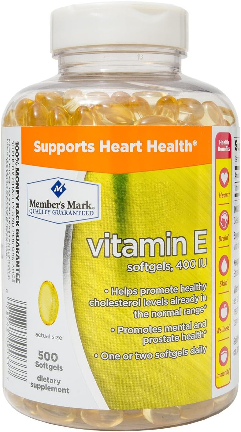Members Mark Vitamin E 1000 IU Dietary Supplement, 500 Softgels