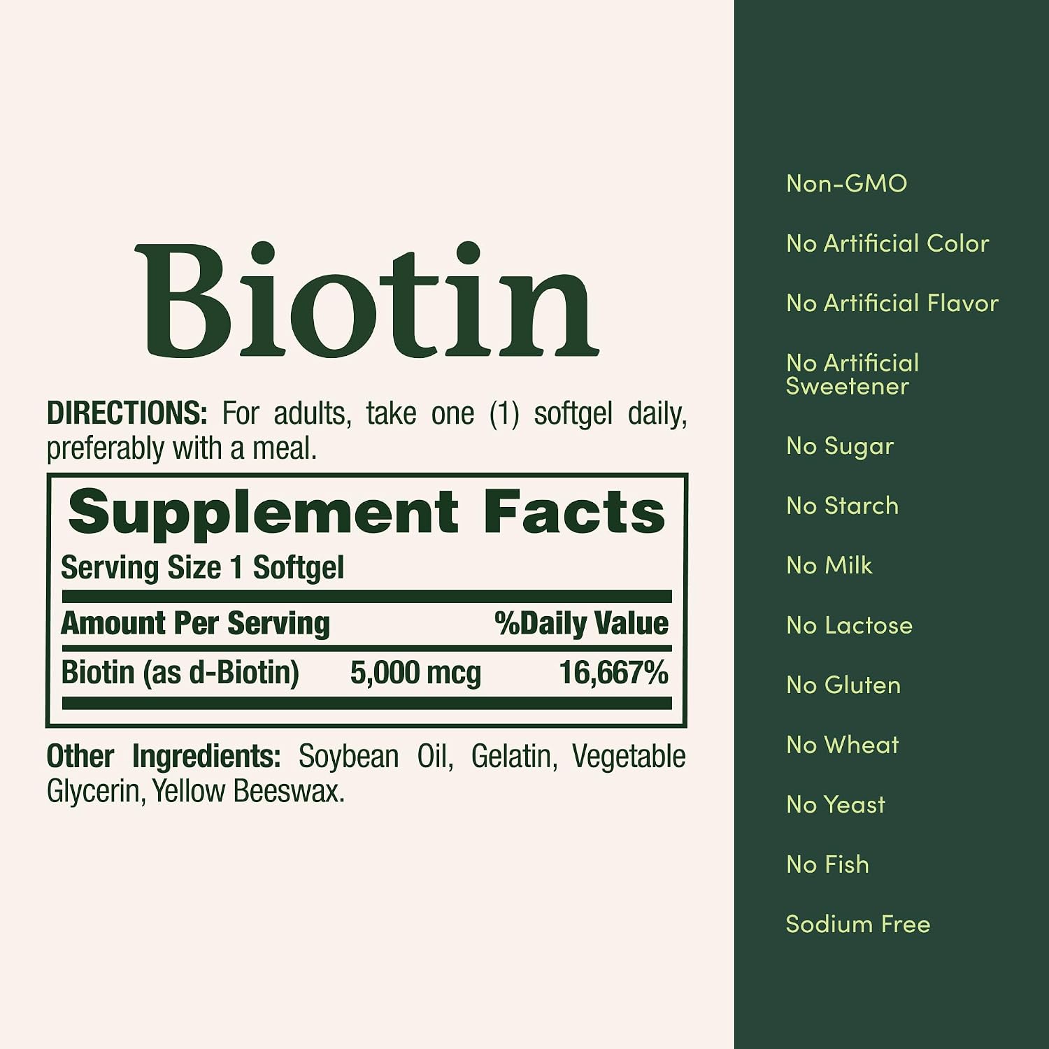 Nature's Bounty Biotin 5000 mcg Rapid Release Softgels, Supports Energy Metabolism & Healthy Hair, Skin, and Nails