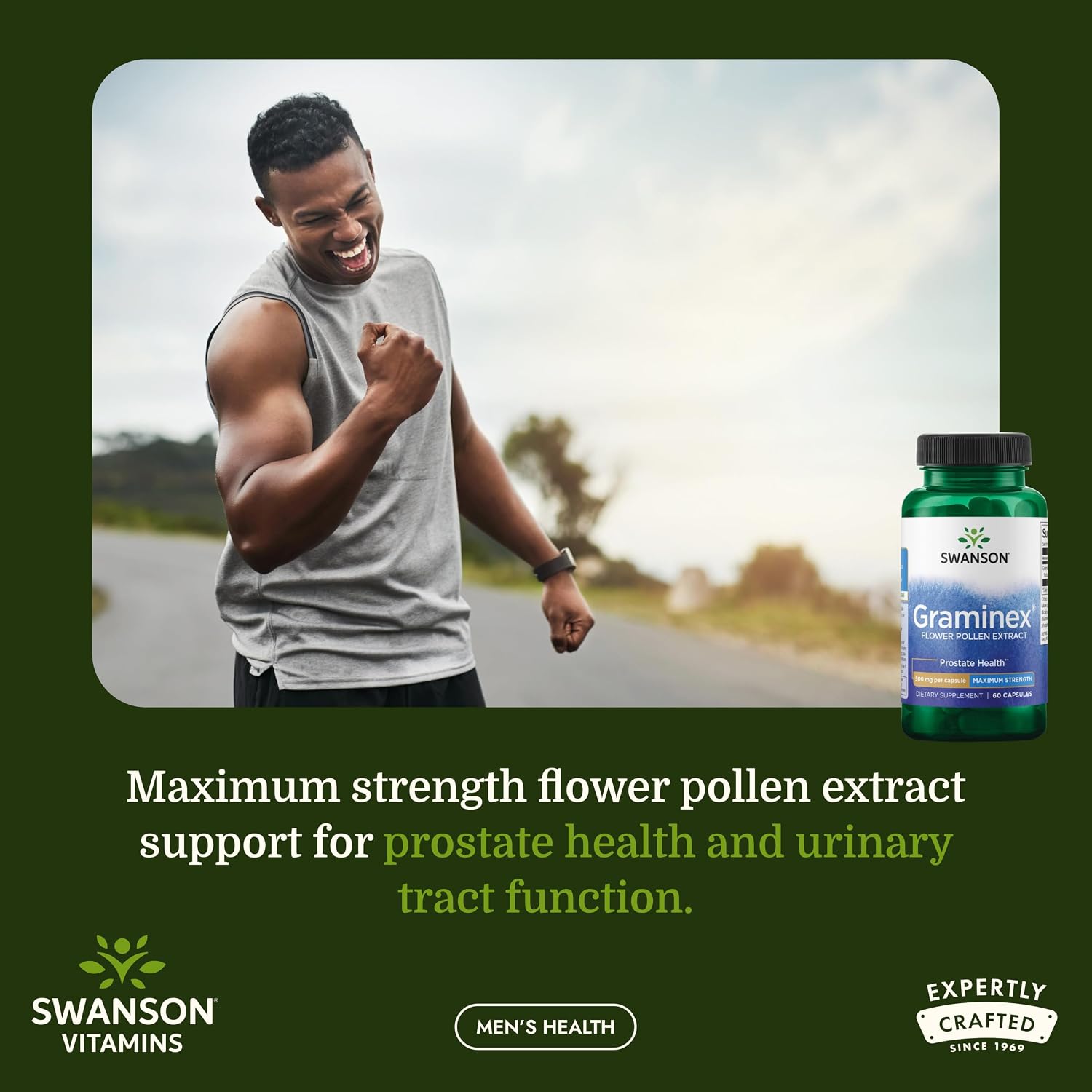Swanson Graminex Flower Pollen Extract - Men's Health Supplement for Prostate, Kidney, Bladder and Urinary Tract Support - Non-GMO - 60 Capsules