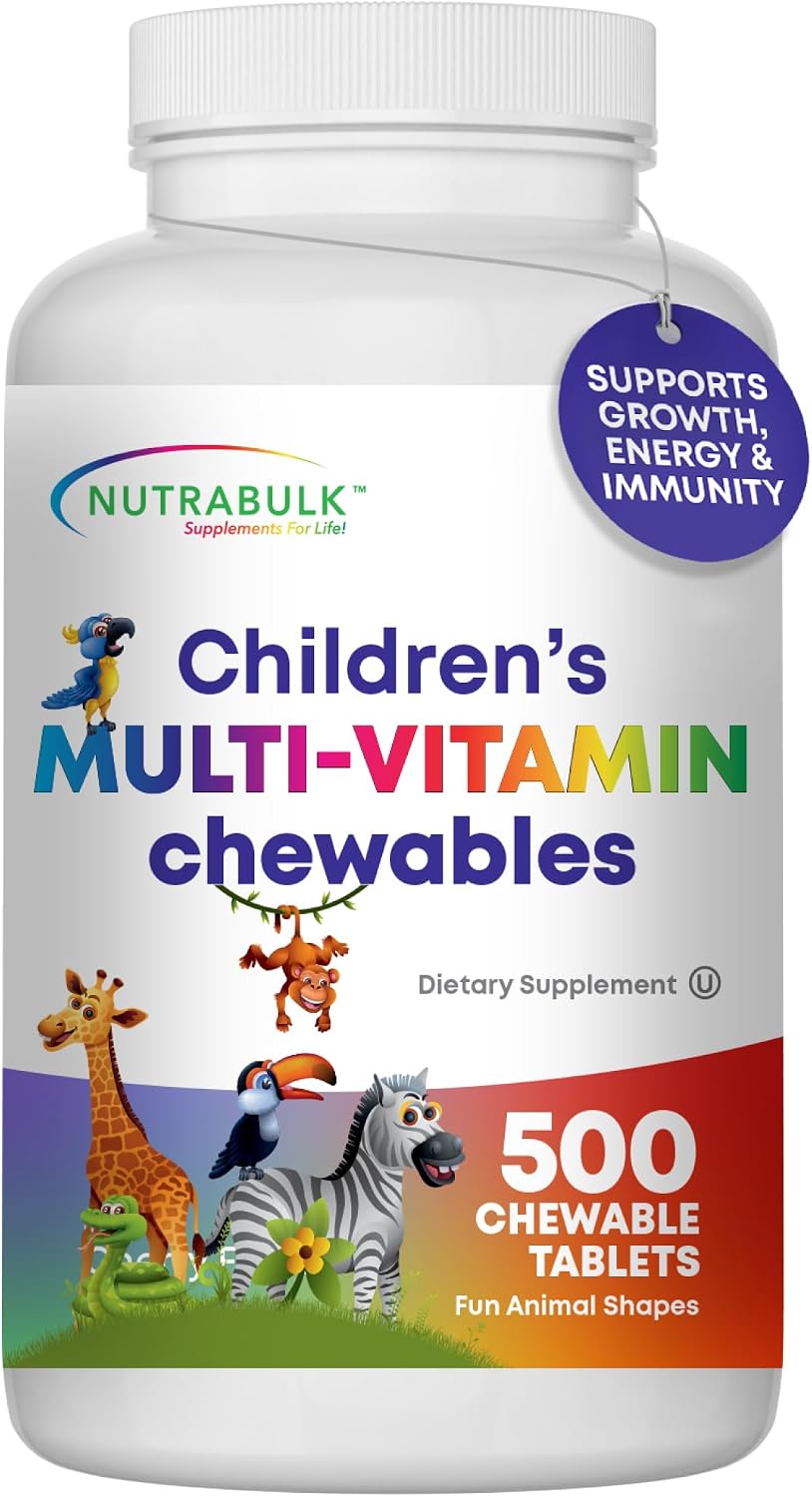 Children’s Chewable Multi-Vitamins – 500 Cherry Tablets – Vegan, Gluten Free, USA Made