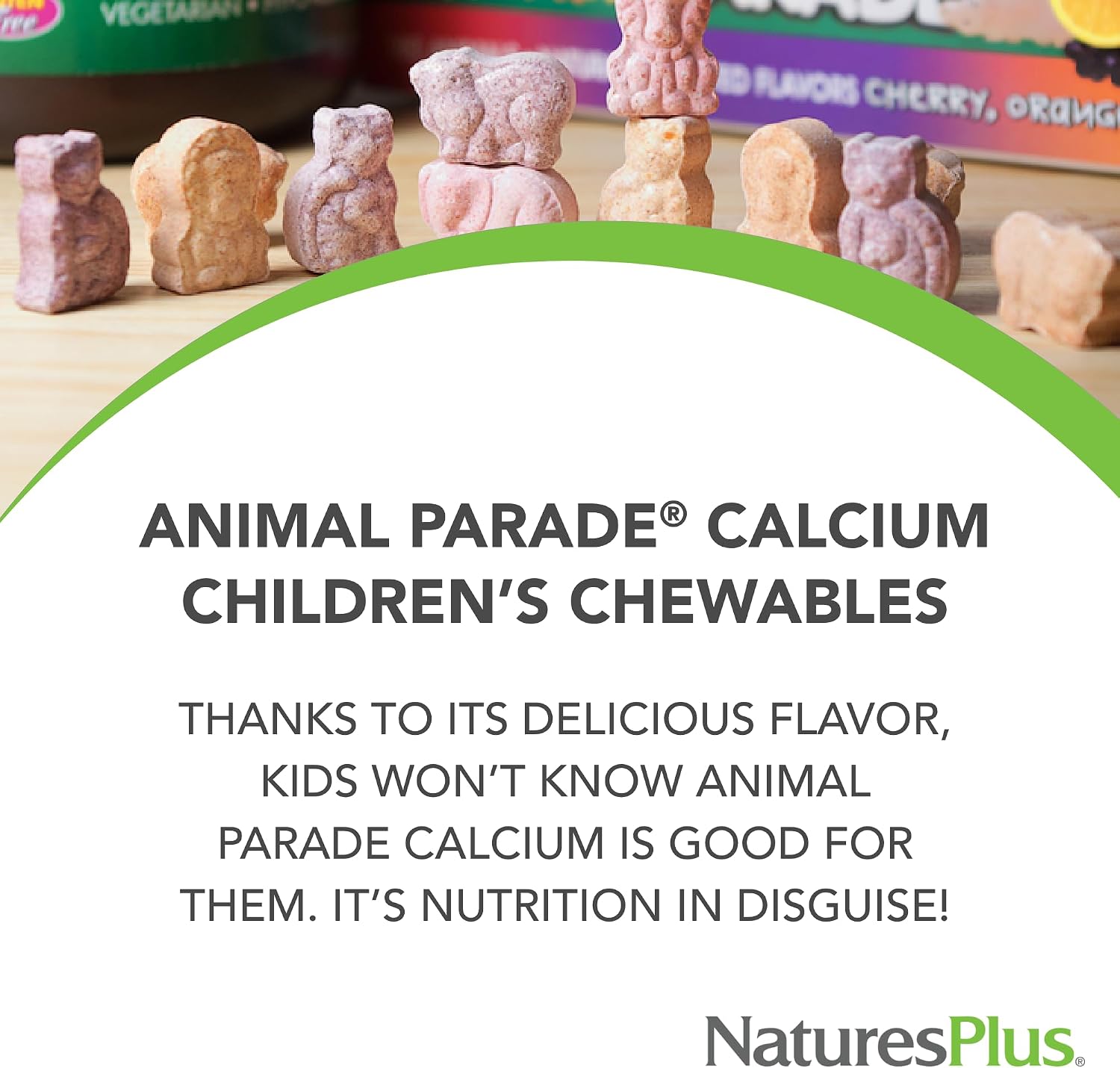 Nature's Plus Animal Parade Calcium – Vanilla Sundae Flavour – 135 Chewable Tablets
