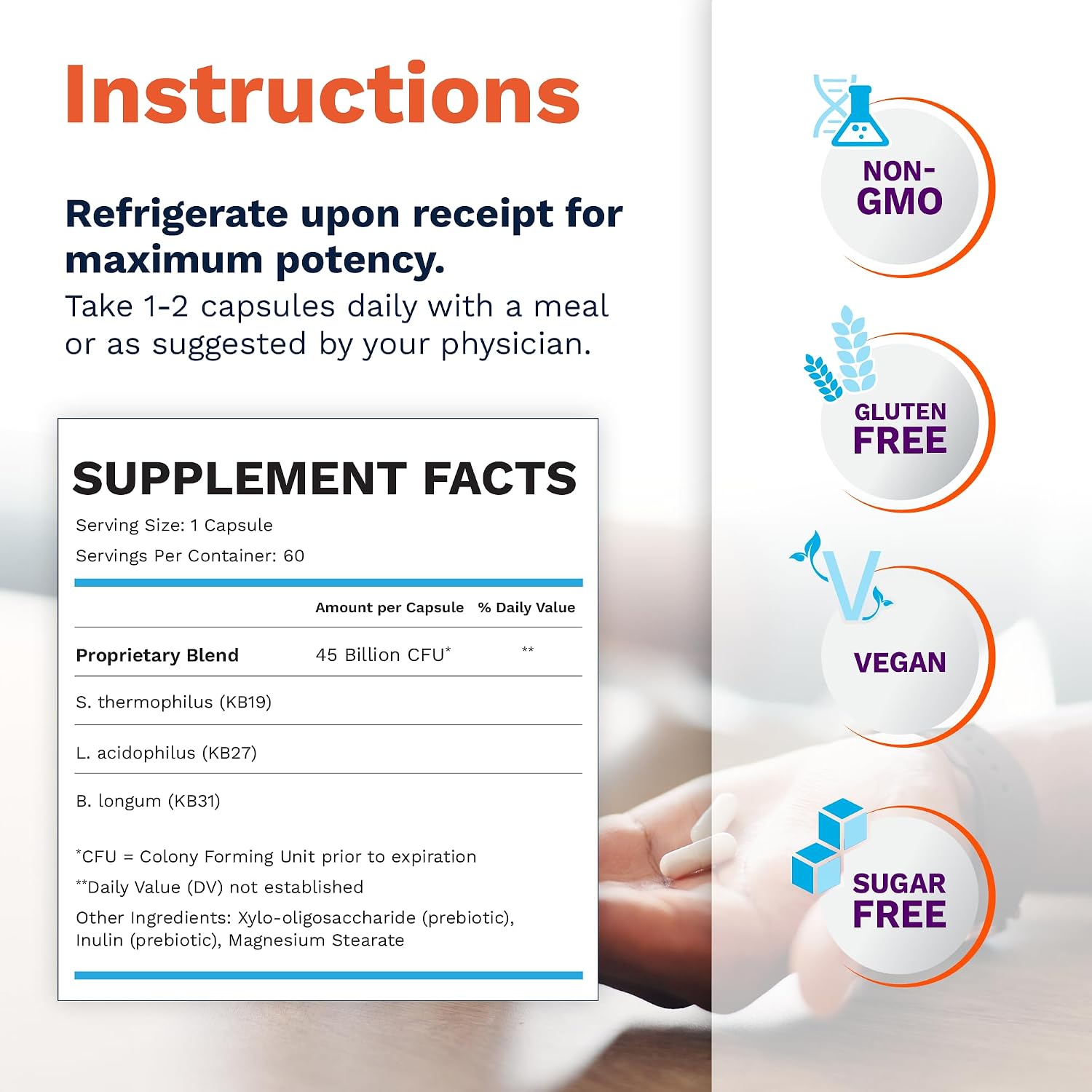 Renadyl Kidney Probiotic Supplement – 45 Billion CFUs – Supports Urea, Creatinine & Uric Acid – 60 Capsules (1 Month Supply)