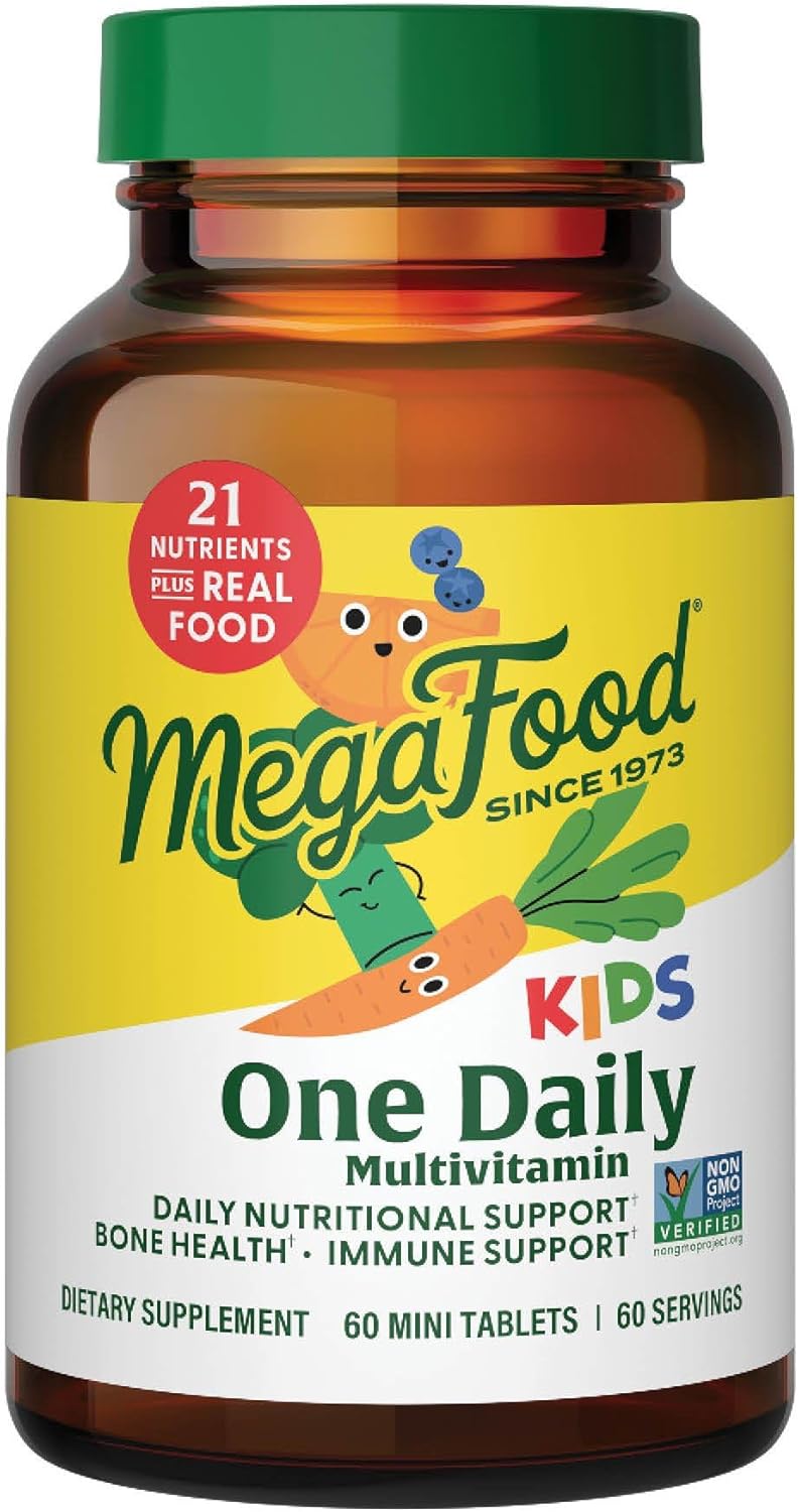 MegaFood Kids One Daily Multivitamin - Mini Tablets with Zinc, Vitamins C, B & D - Vegetarian, Gluten Free, Non GMO - 30 Count