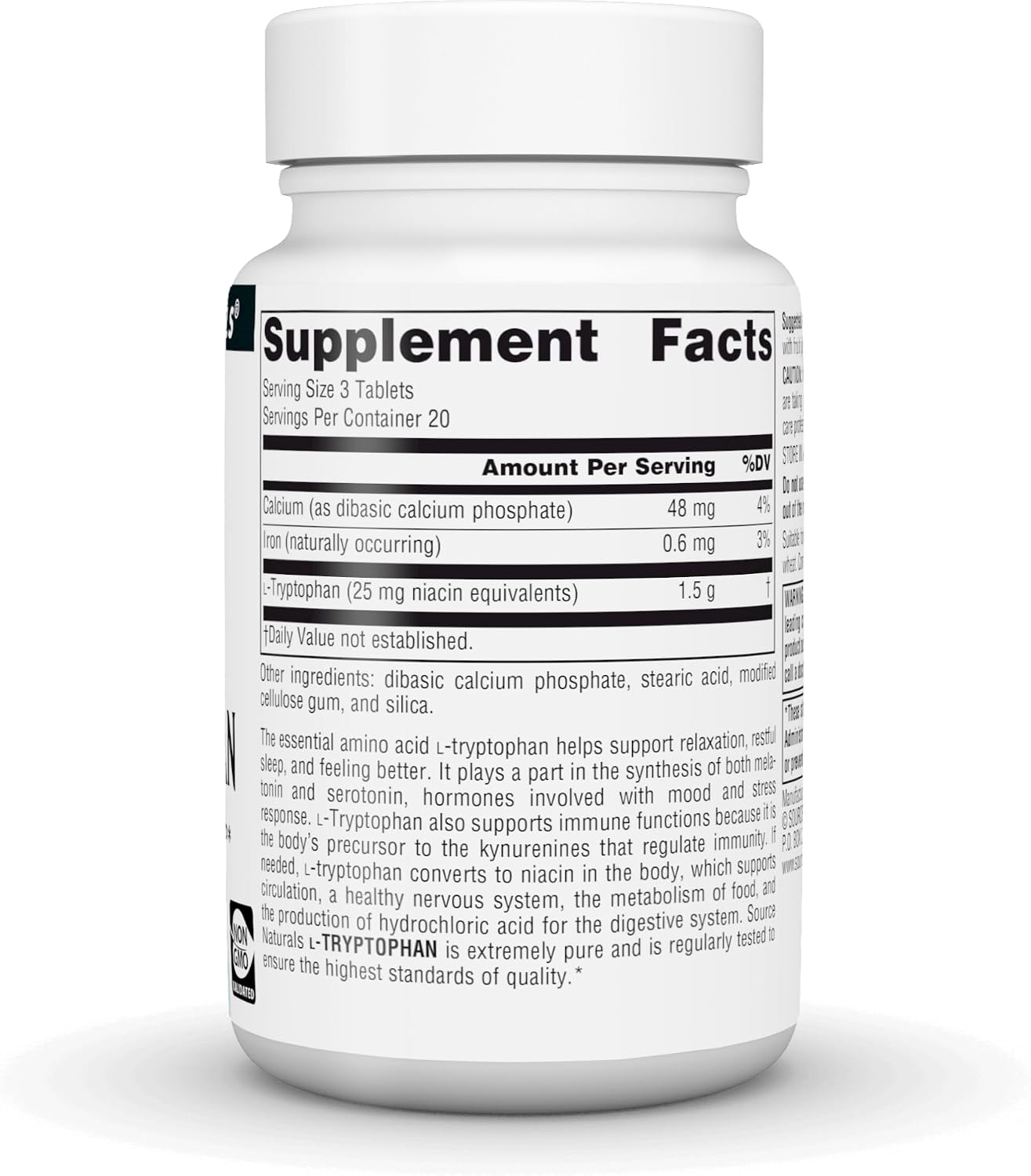 Source Naturals L-Tryptophan 500 mg - 60 Tablets