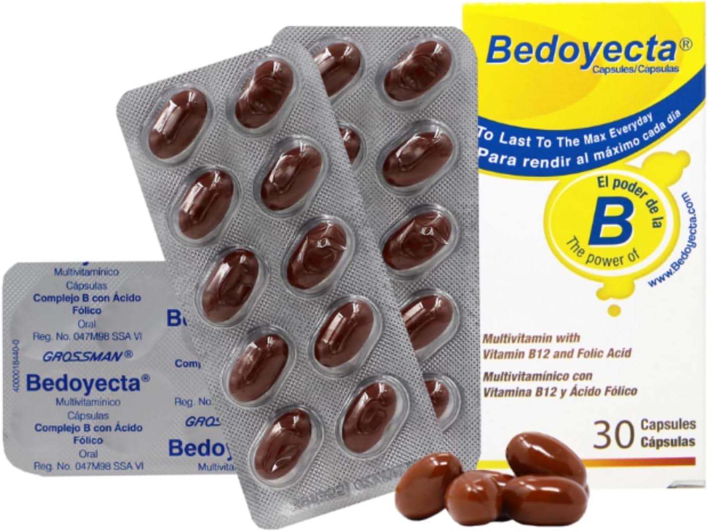 Bedoyecta Multivitamin with Iron, Folic Acid, Vitamin C, B1, B2, B9, and B12, 30 Capsules - görsel 3