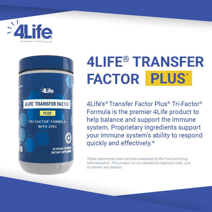 4Life Transfer Factor Plus Zinc with Mushrooms, 60 Veggie Capsules