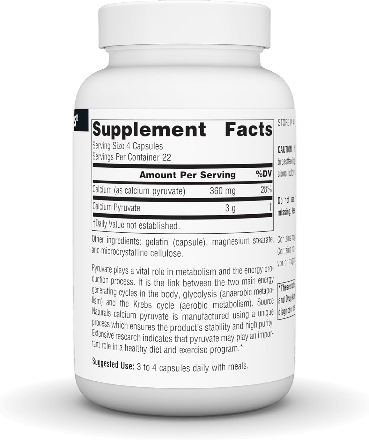 Source Naturals Pyruvate Power - 750 mg - 90 Capsules