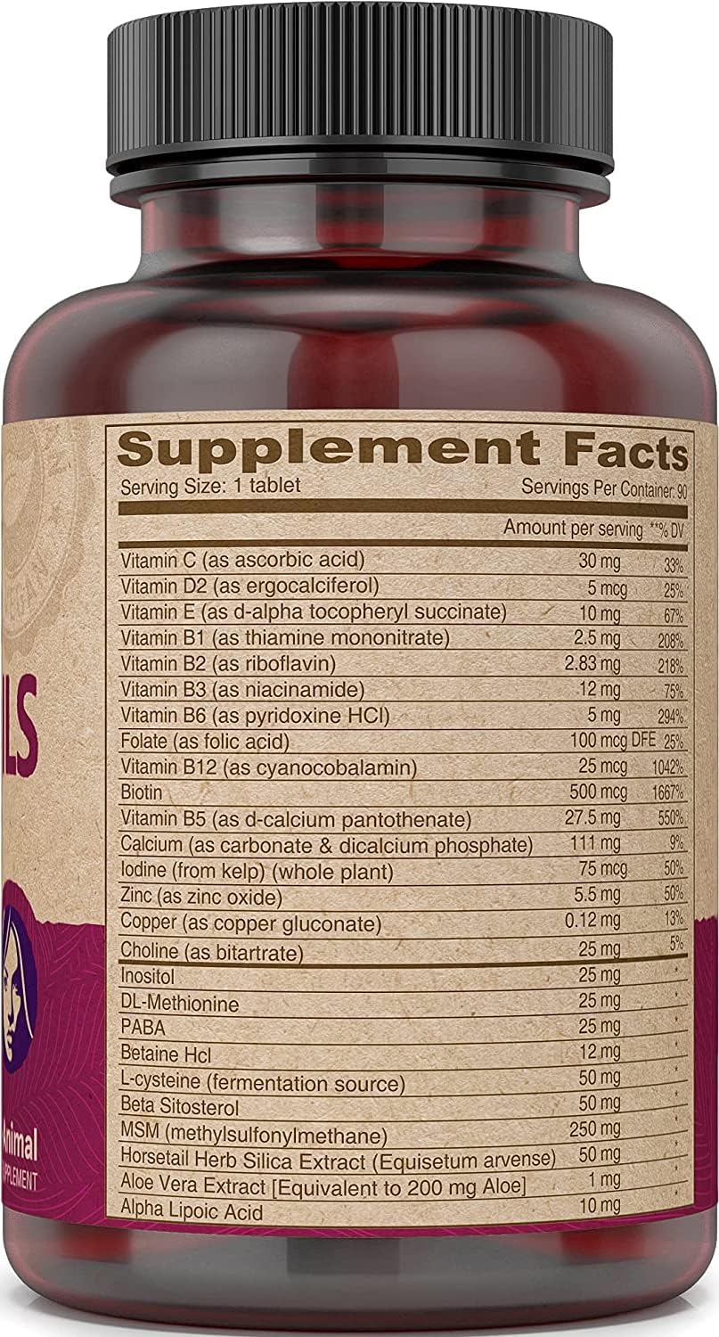 DEVA Vegan Vitamins Hair, Nails & Skin Supplement with 500 mcg Biotin, 90 Tablets (Pack of 2)