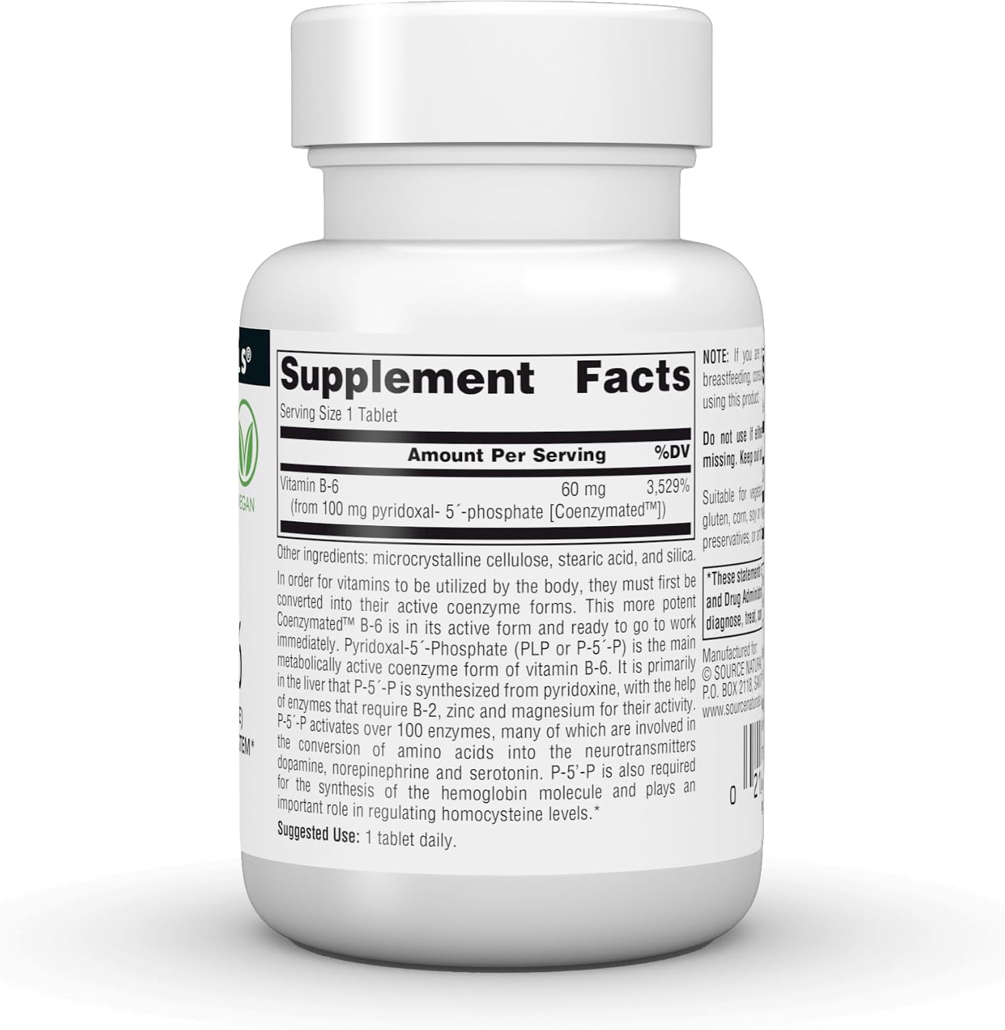 Source Naturals Coenzymated B-6 (P5P) 100 mg, 60 Tablets