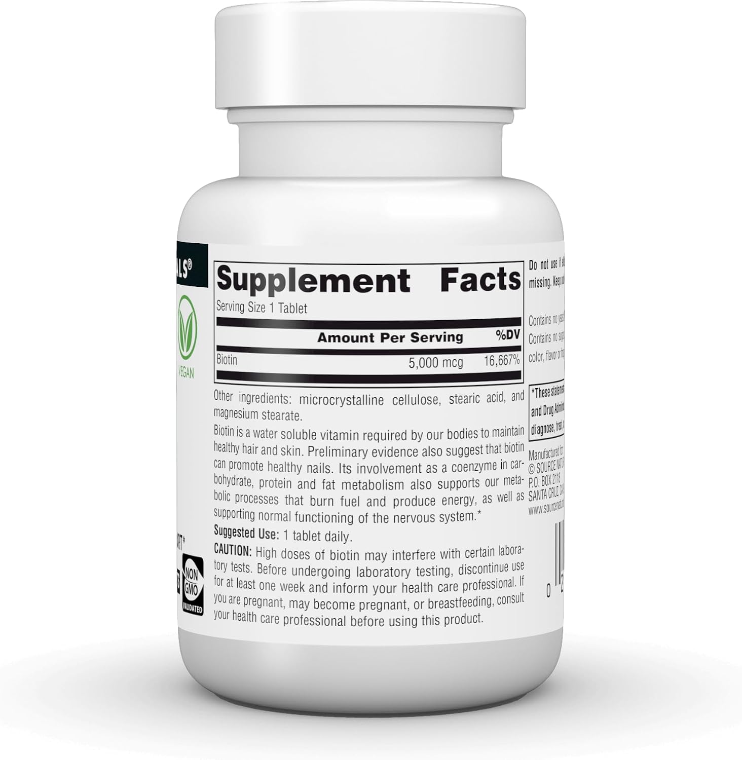 Source Naturals Biotin, Hair, Skin and Nail Support – 5,000 mcg – 120 Tablets