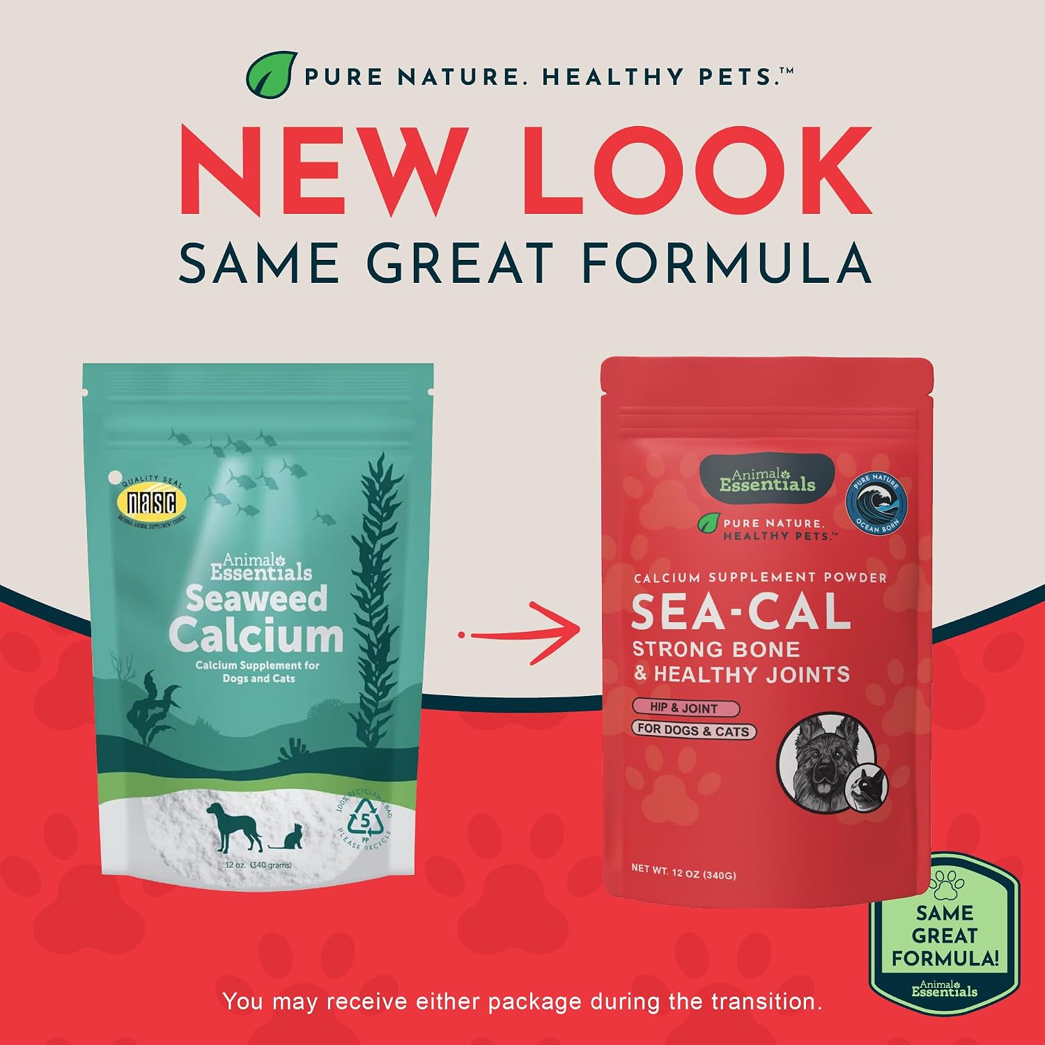 Sea-Cal Pure Seaweed Calcium Powder for Dogs & Cats with Magnesium - 340 g
