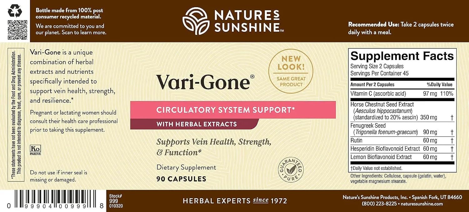 Nature's Sunshine Vari-Gone – Vein Health Support, 90 Capsules