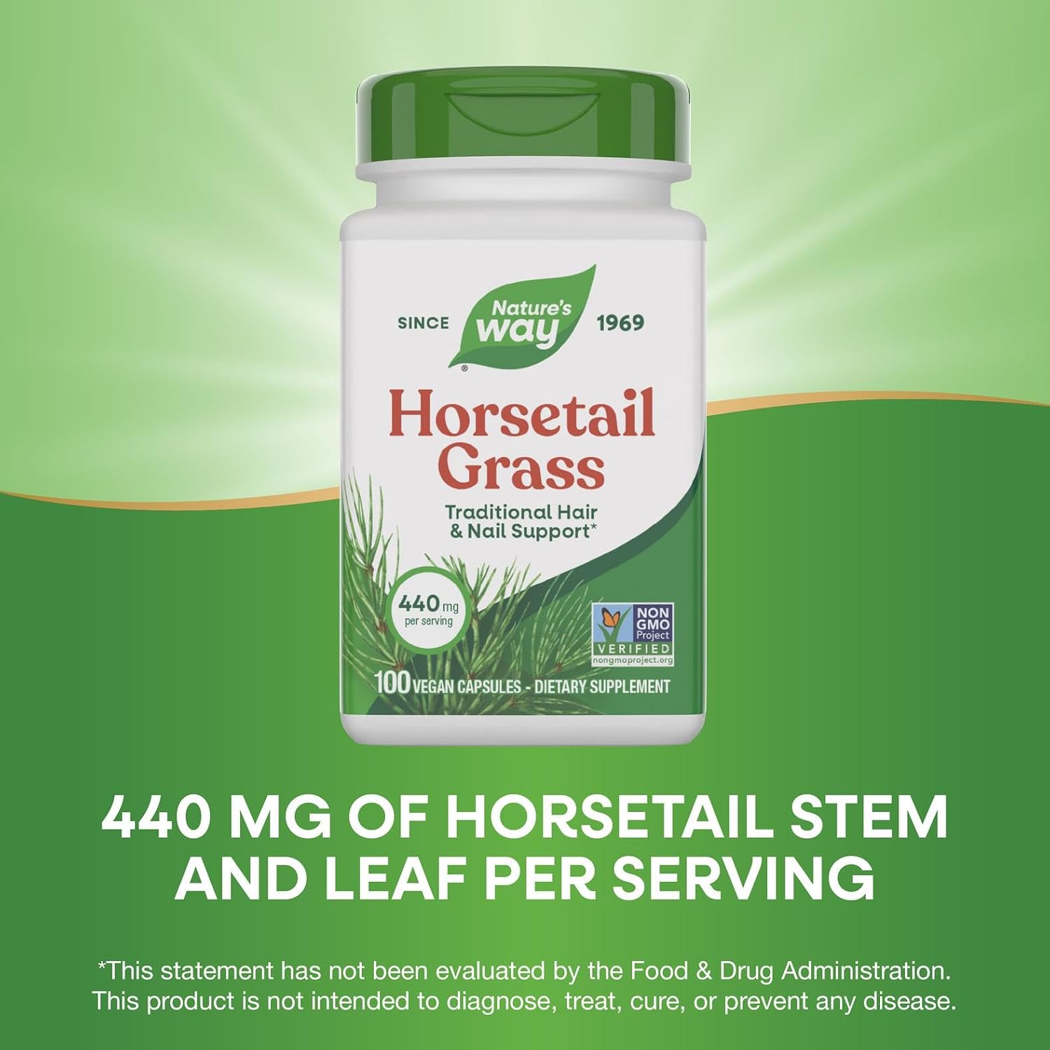 Nature's Way Horsetail Grass – 440 mg per Serving – Hair and Nail Support – 100 Capsules