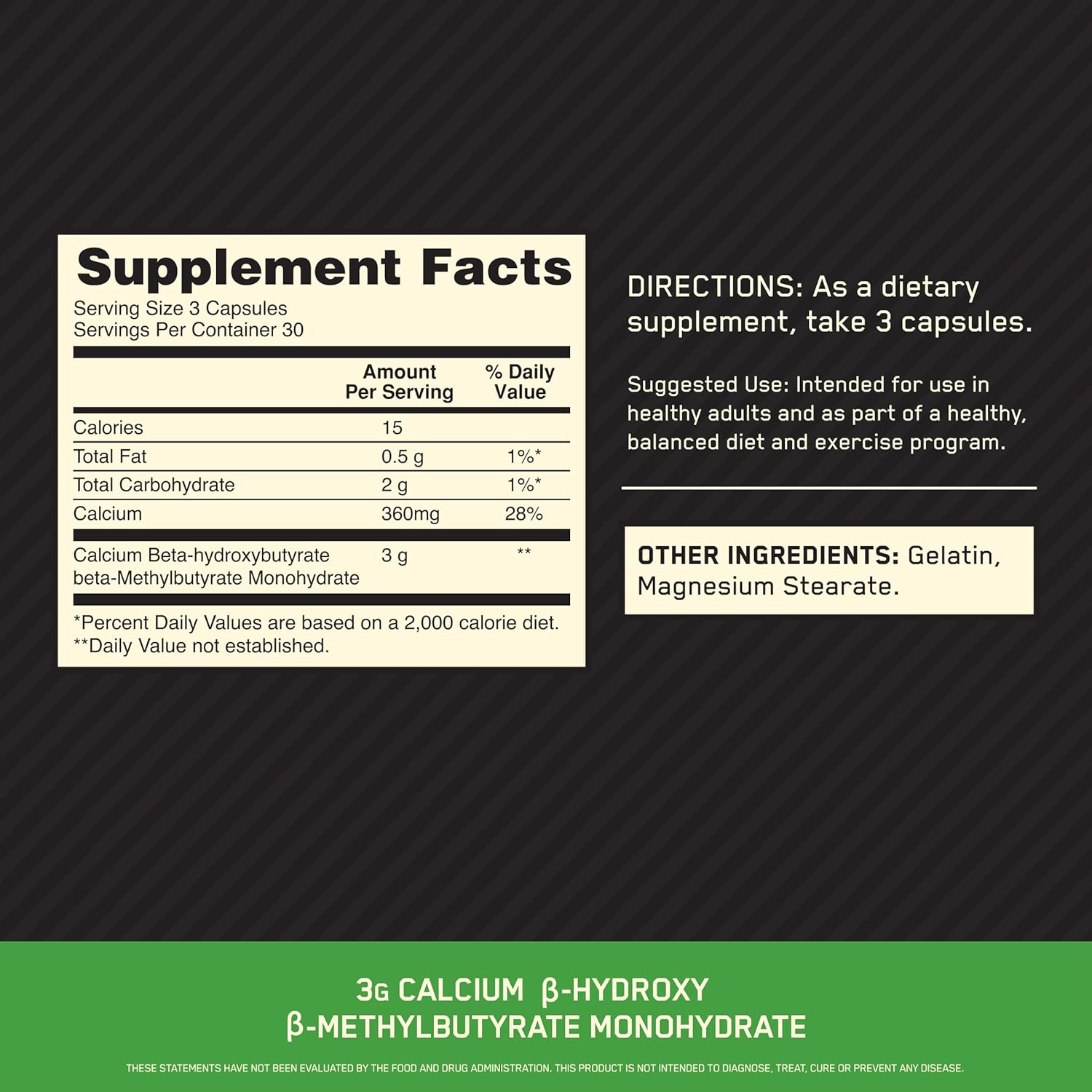 Optimum Nutrition HMB 1000 Caps, 1g of Calcium beta-Hydroxy beta-methylbutyrate per Capsule, 90 Capsules