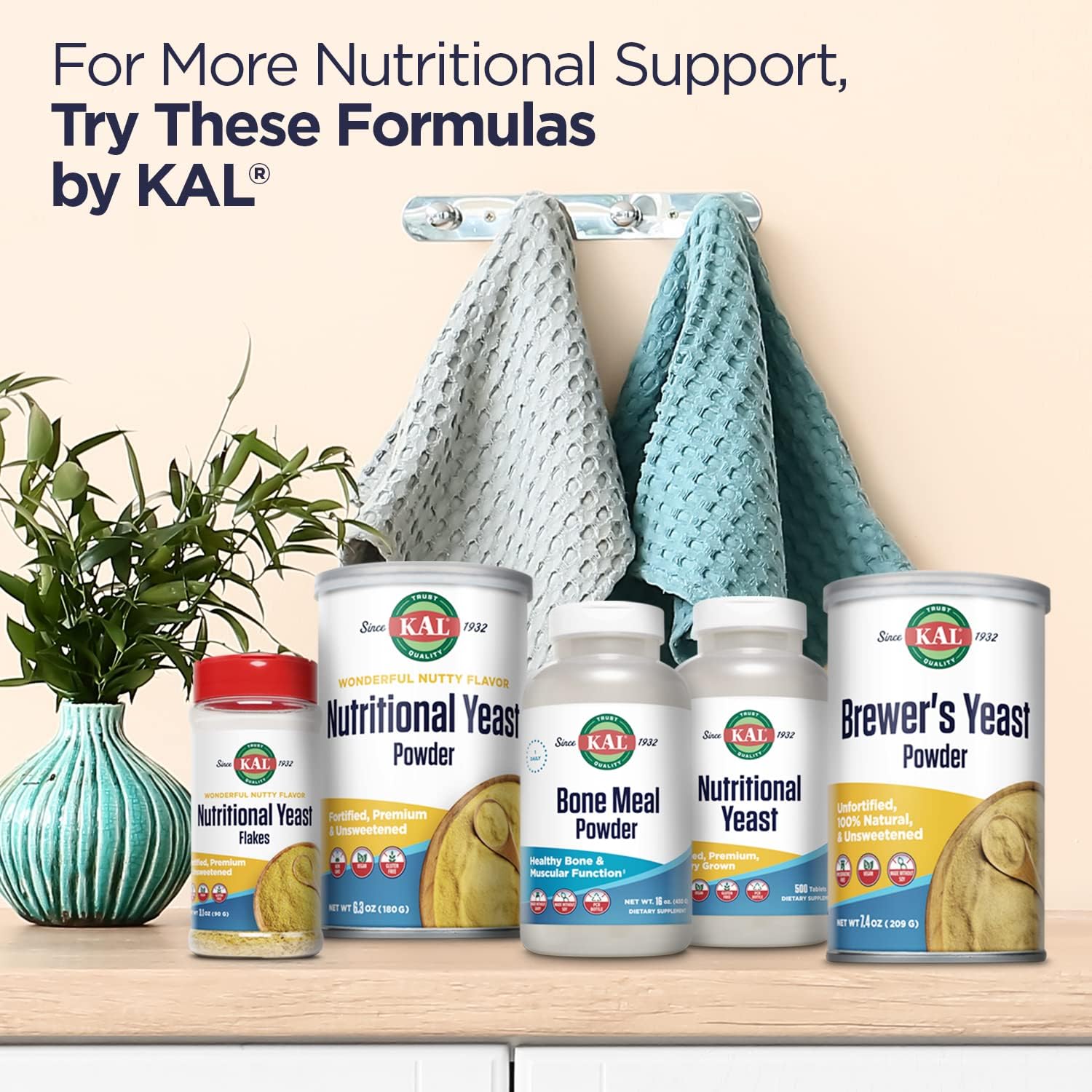 KAL Nutritional Yeast Supplement – Fortified with B Vitamins, Biotin, Folic Acid and Amino Acids – 500 Tablets