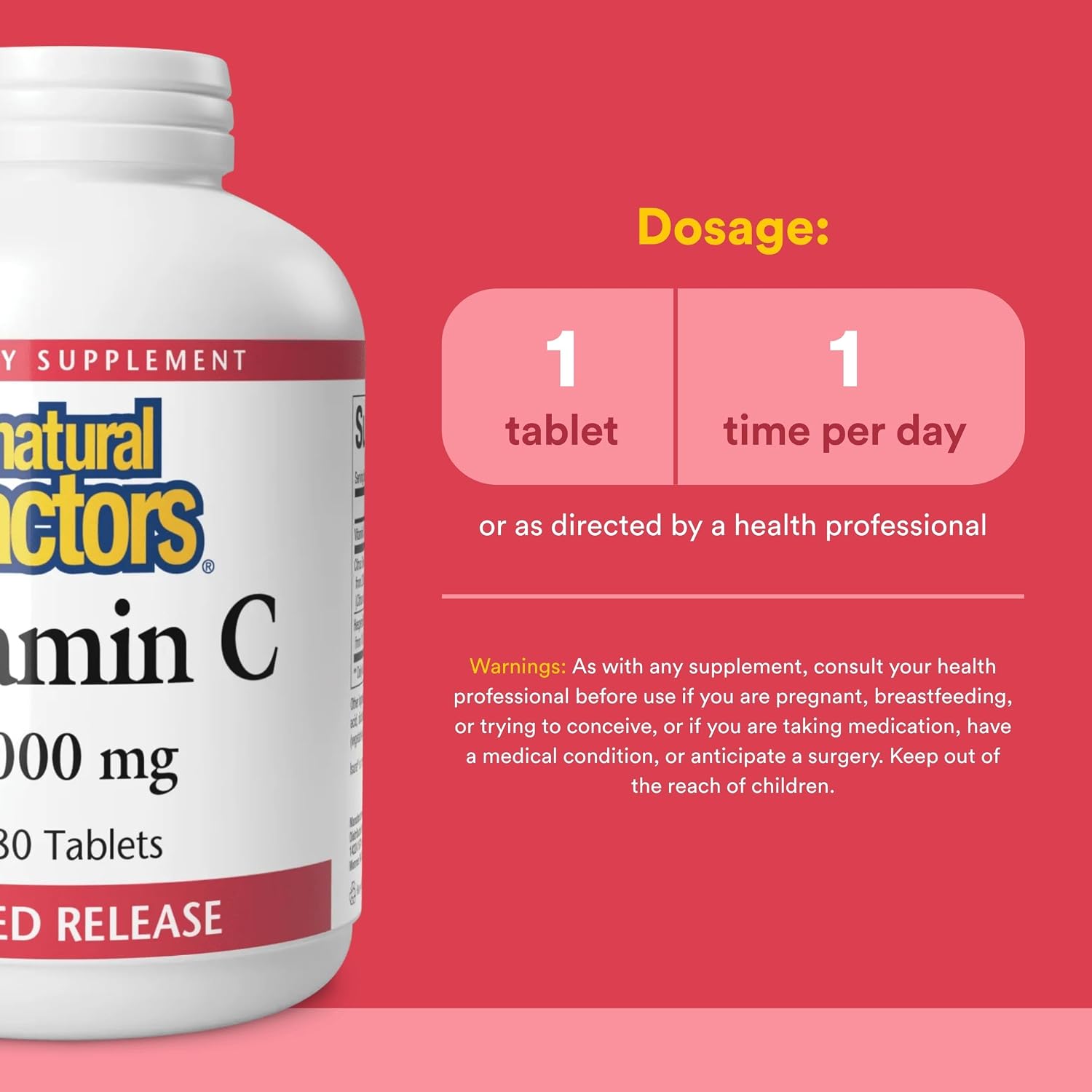 Natural Factors Vitamin C Time Release – 1000 mg, 180 Tablets