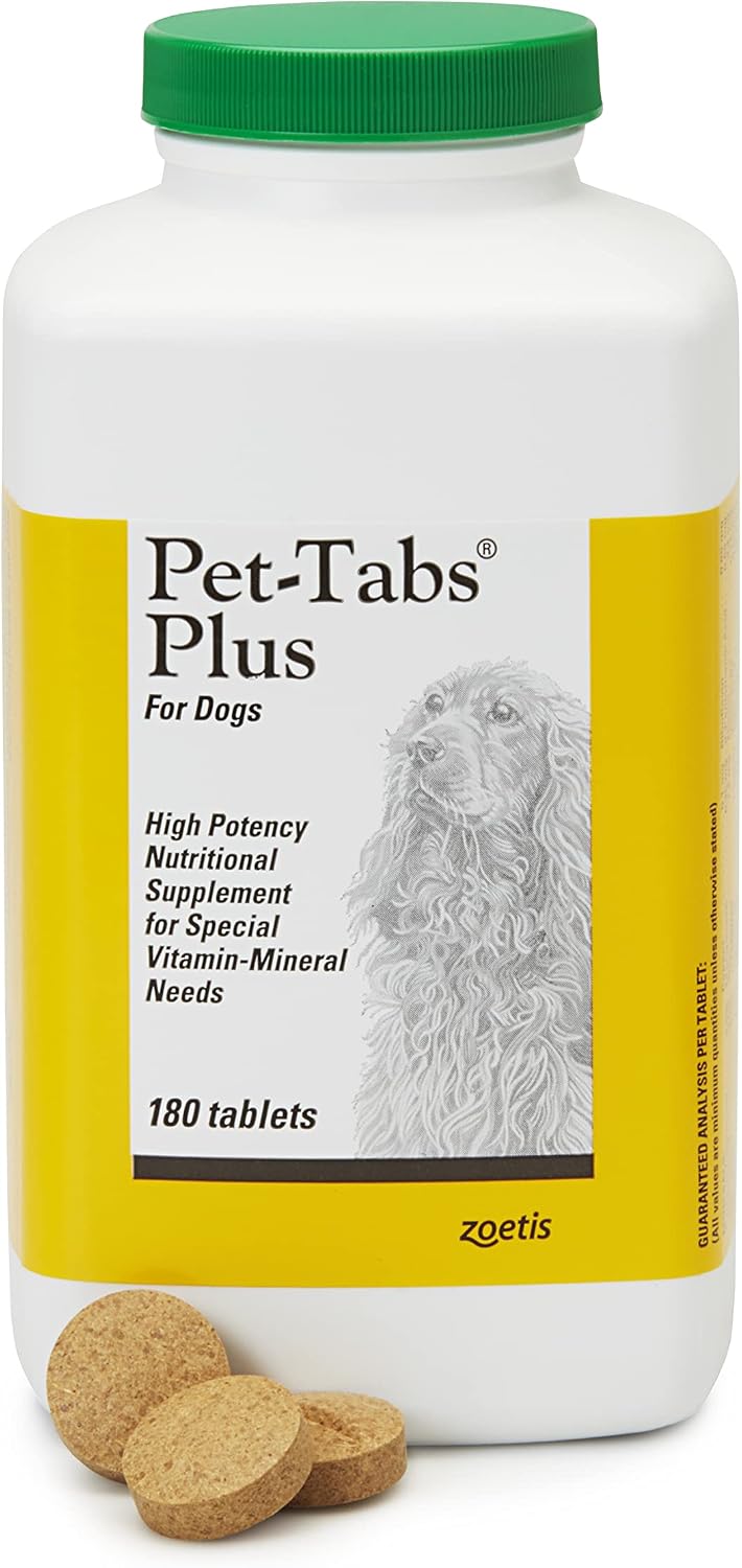 Pet-Tabs Plus Multivitamin and Mineral Supplement for Dogs with Special Nutritional Needs, Chewable Tablet, 60 Count