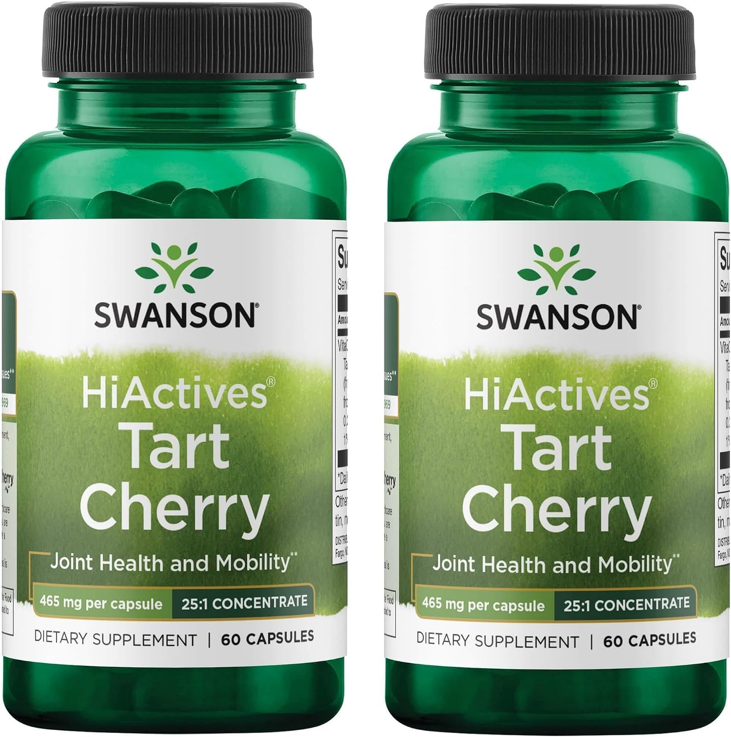 Swanson HiActives Tart Cherry - Natural Supplement Supporting Joint Health, Mobility & Flexibility - 60 Capsules, 465 mg Each