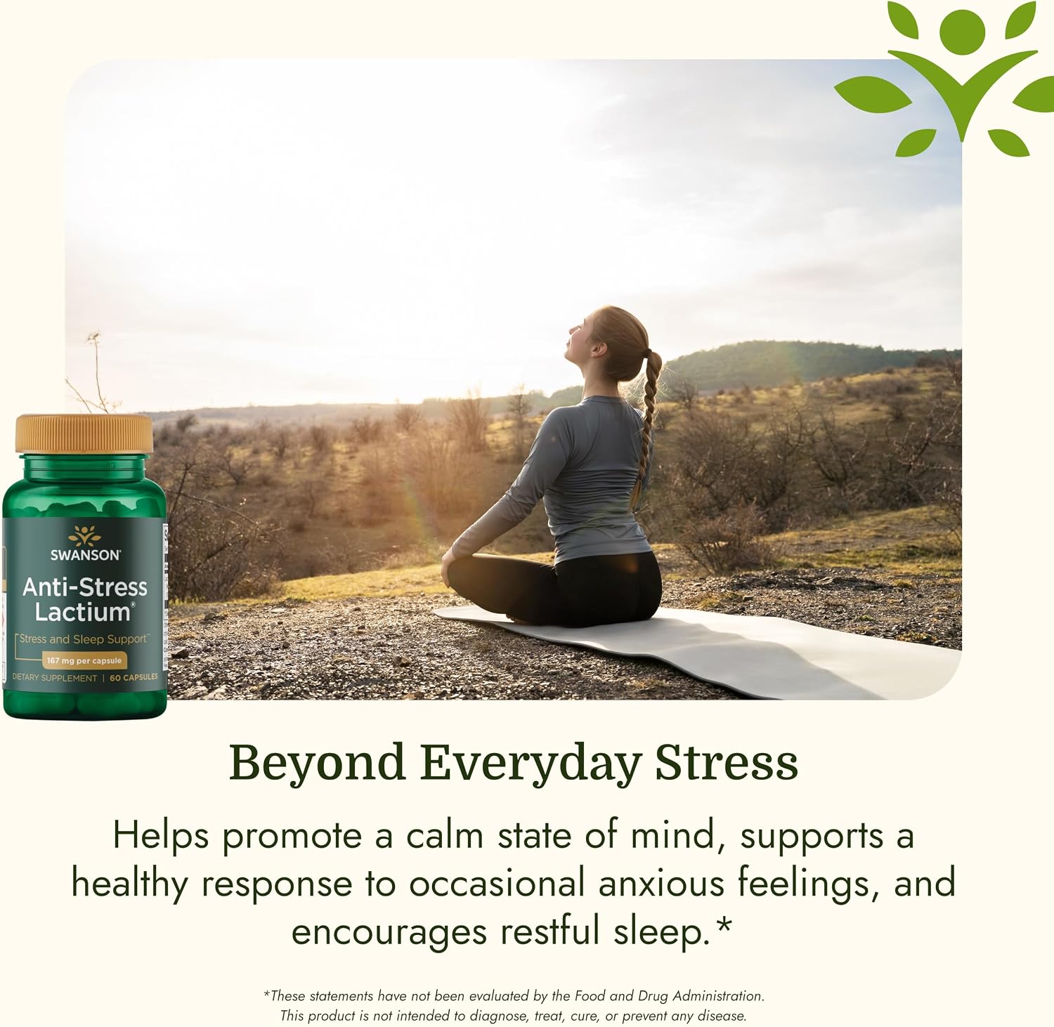 Swanson Women's Anti-Stress Formula with Lactium - Stress Relief, Relaxation & Sleep Support - 60 Capsules