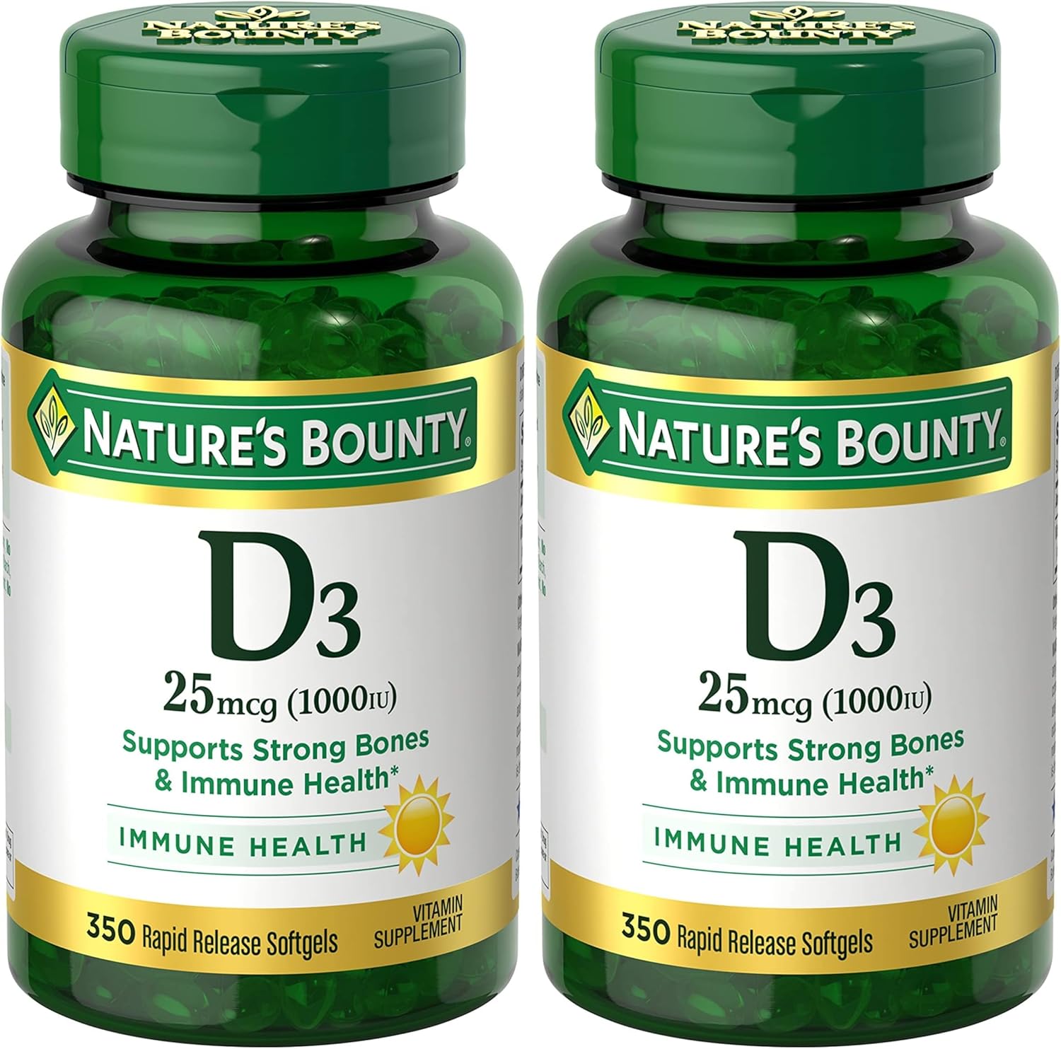 Nature's Bounty Vitamin D3 1000 IU, Immune Support, Helps Maintain Healthy Bones, 250 Rapid Release Softgels