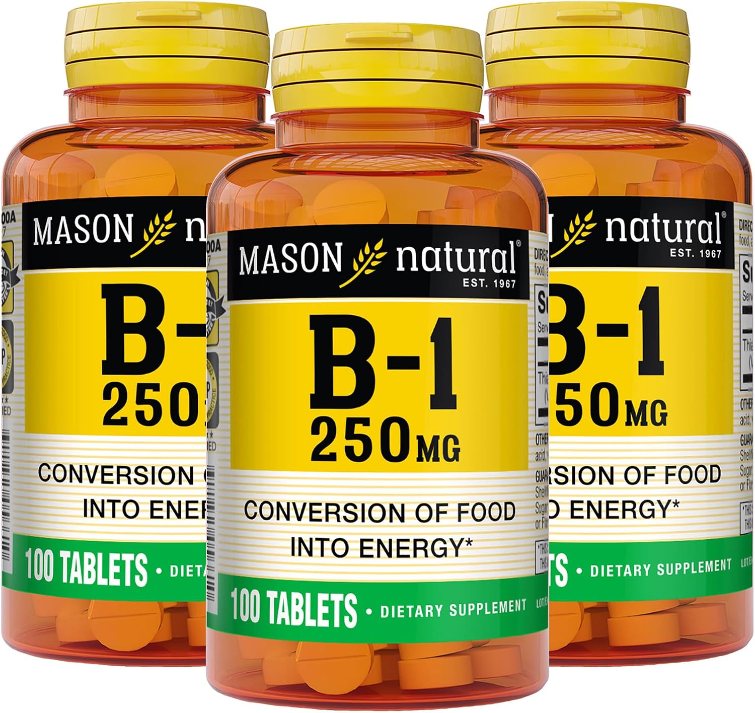 MASON NATURAL Vitamin B1 (Thiamine) 250 mg, 100 Tablets