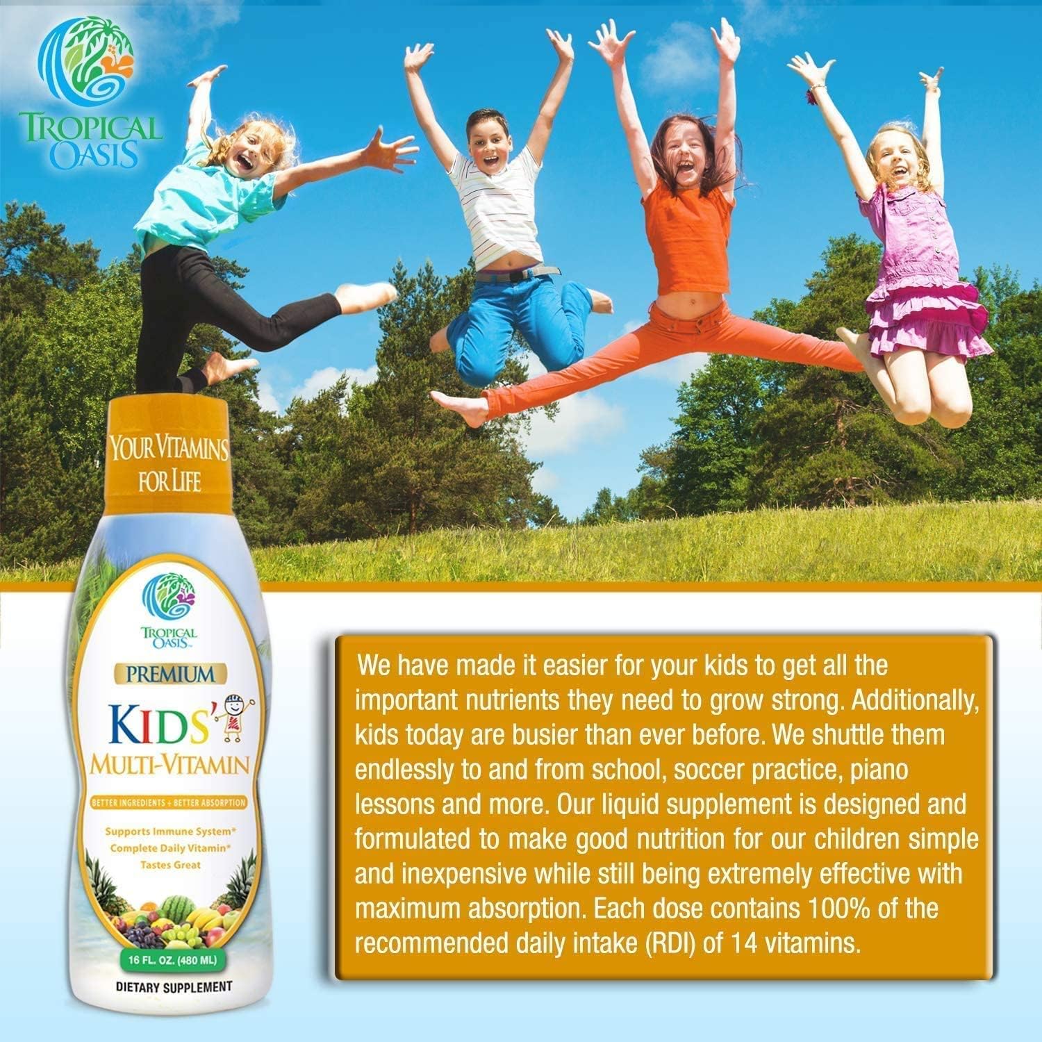 Tropical Oasis MultiVitamin Mineral for Children, 473 mL Liquid